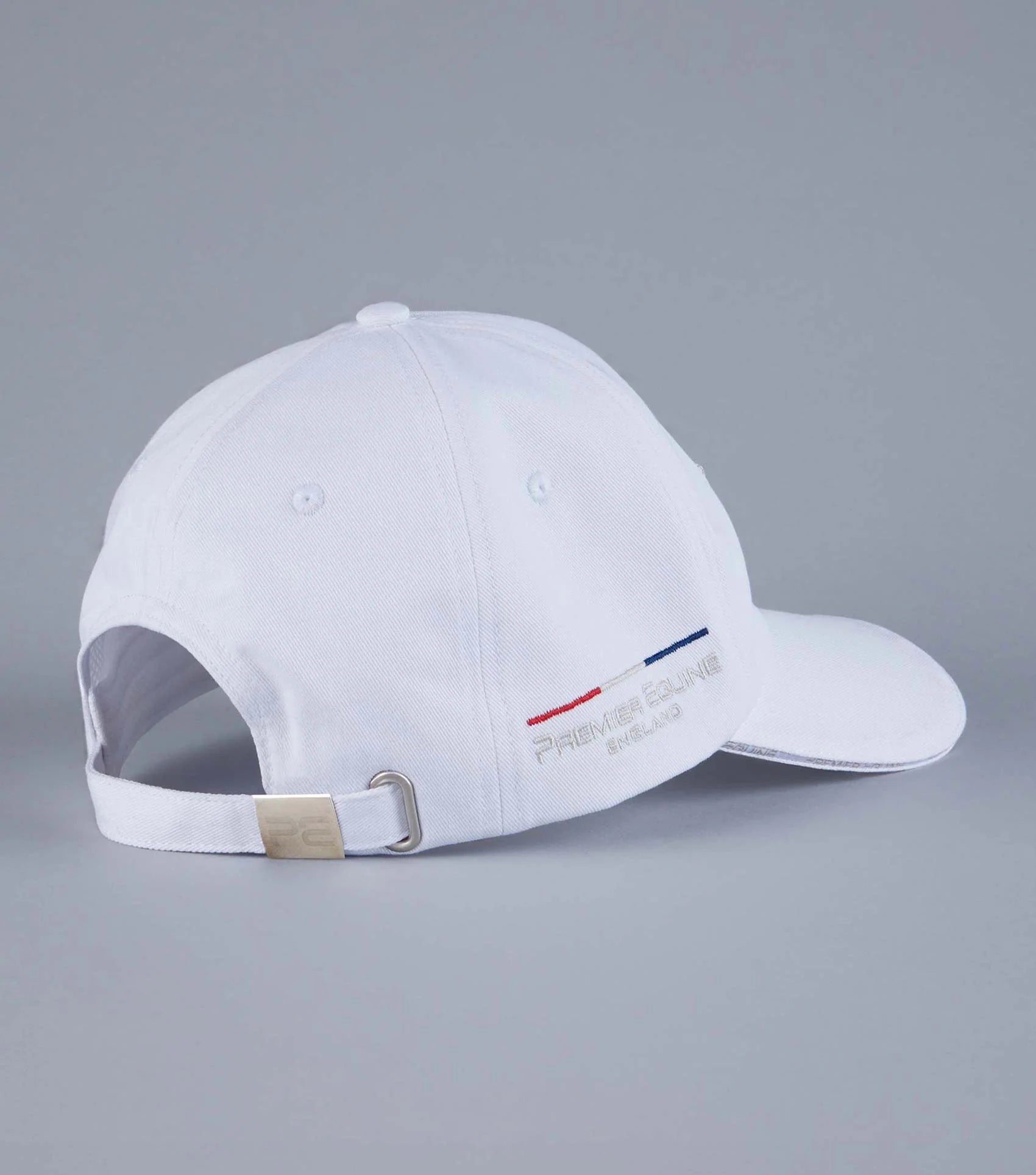 Premier Equine White Baseball Cap | Embroidered Logo, Adjustable Clasp, 6-Panel Design | Stylish Equestrian Cap