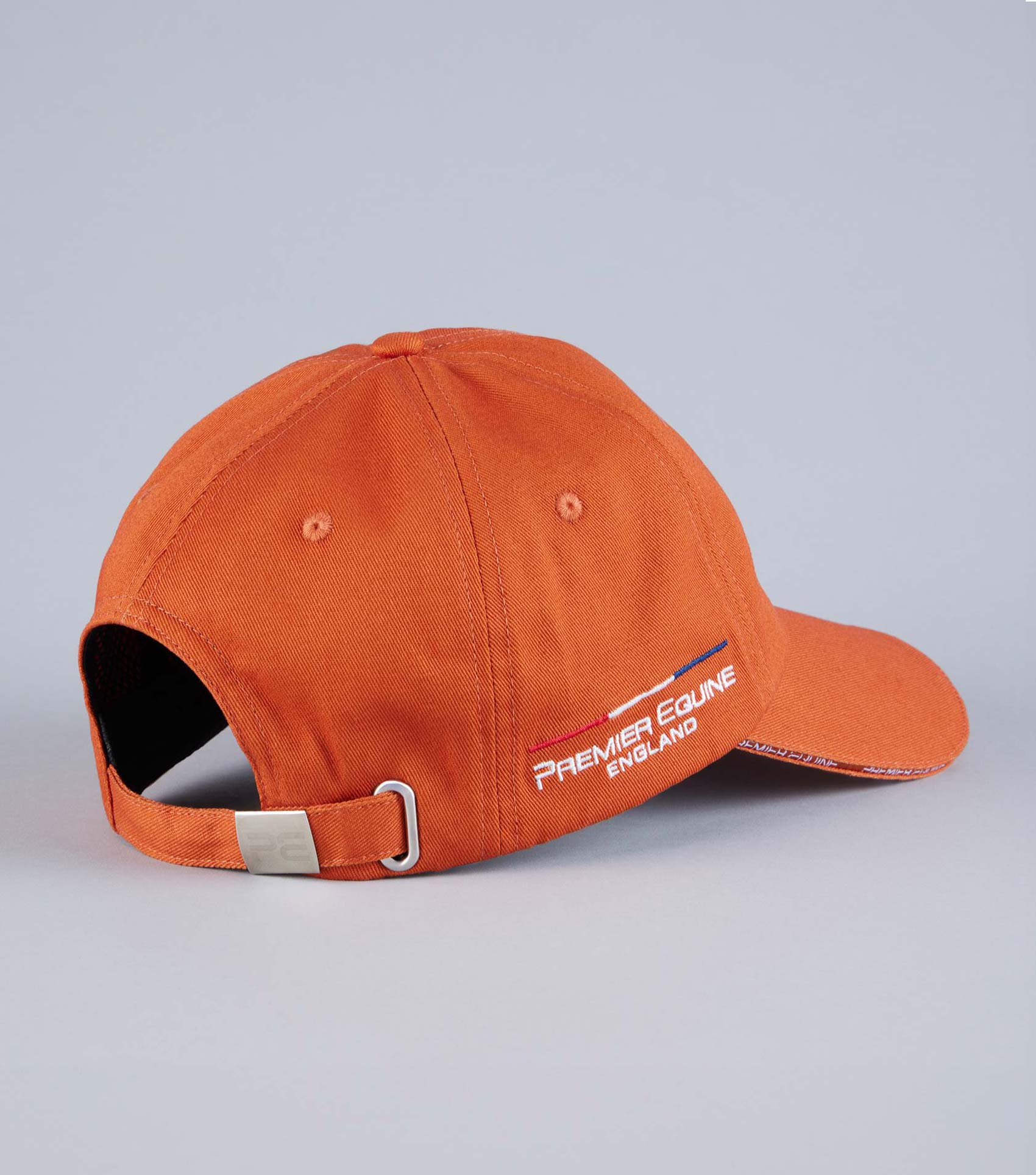 Premier Equine Baseball Cap - Burnt Orange: Stylish equestrian hat for men & women, with embroidered logo. Adjustable fit. Equiflair
