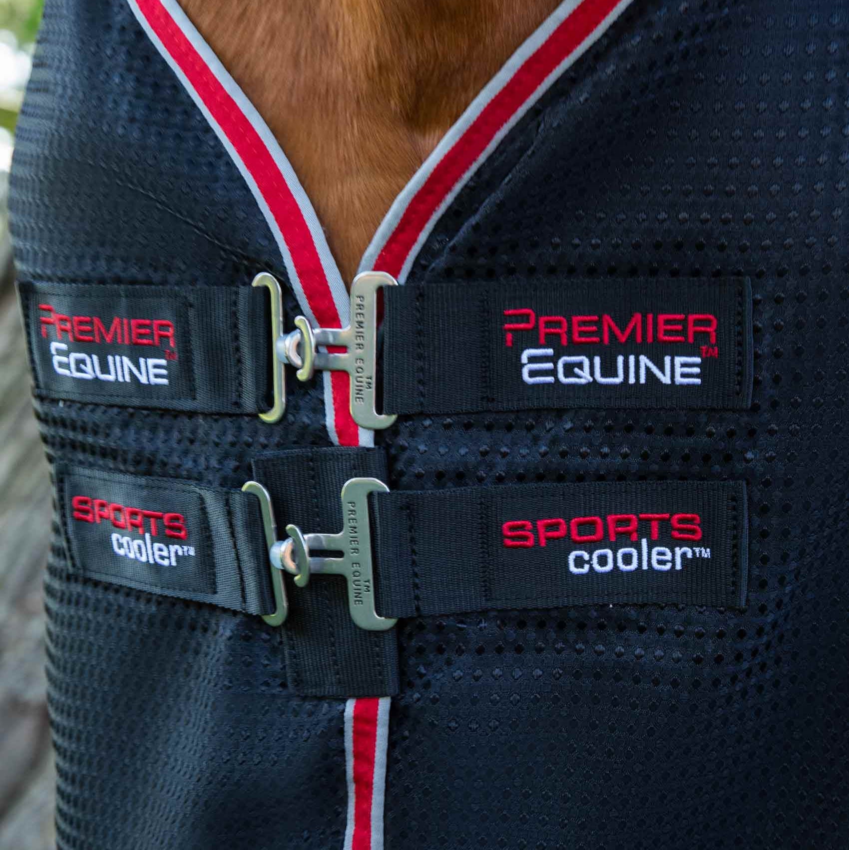Premier Equine Sports Cooler Rug Black for Horses - Breathable and Quick-Drying