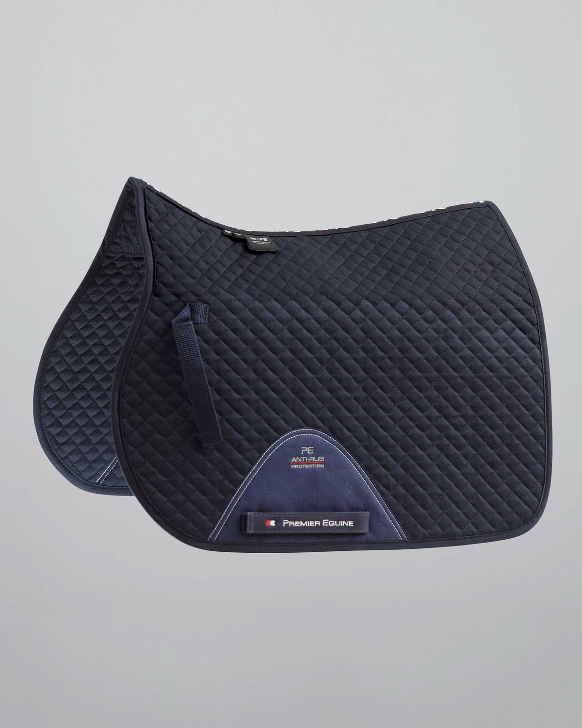 Premier Equine Pony Plain Cotton Dressage Saddle Pad - Navy. High Wither, Anti-Rub Protection. Comfortable Equestrian Tack.