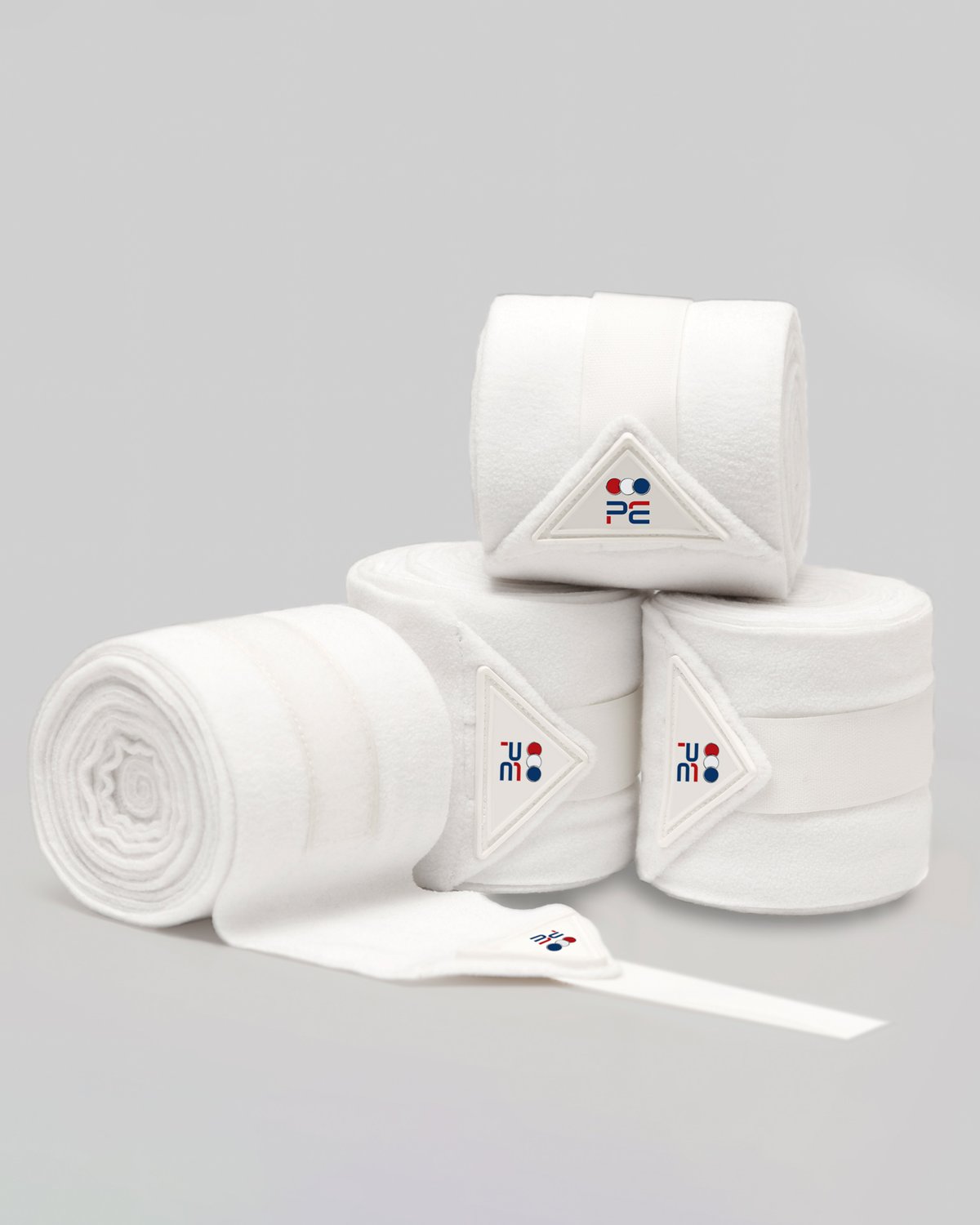 Premier Equine Horse Polo Fleece Bandages White - Equiflair. Horse Leg Wraps, Stable Bandages