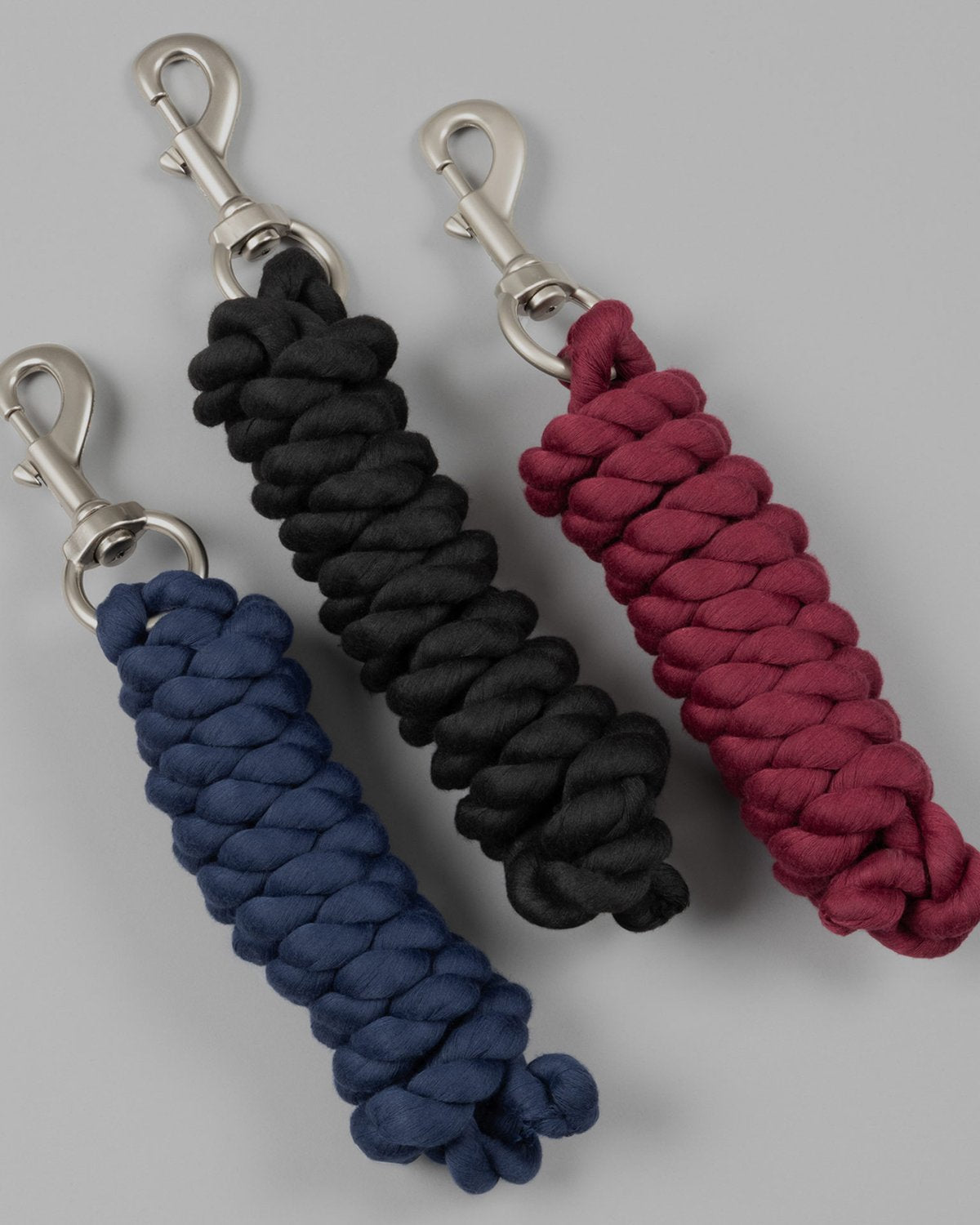 Premier Equine Polycotton Lead Ropes: Blue, Black & Burgundy Horse Leads with Trigger Clips - Equiflair
