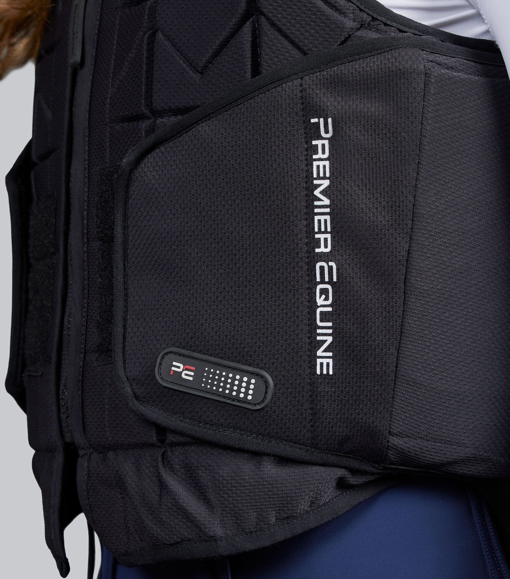 Premier Equine Action Flex Body Protector Black: BETA Level 3 certified, flexible, and adjustable safety vest for equestrian riders.