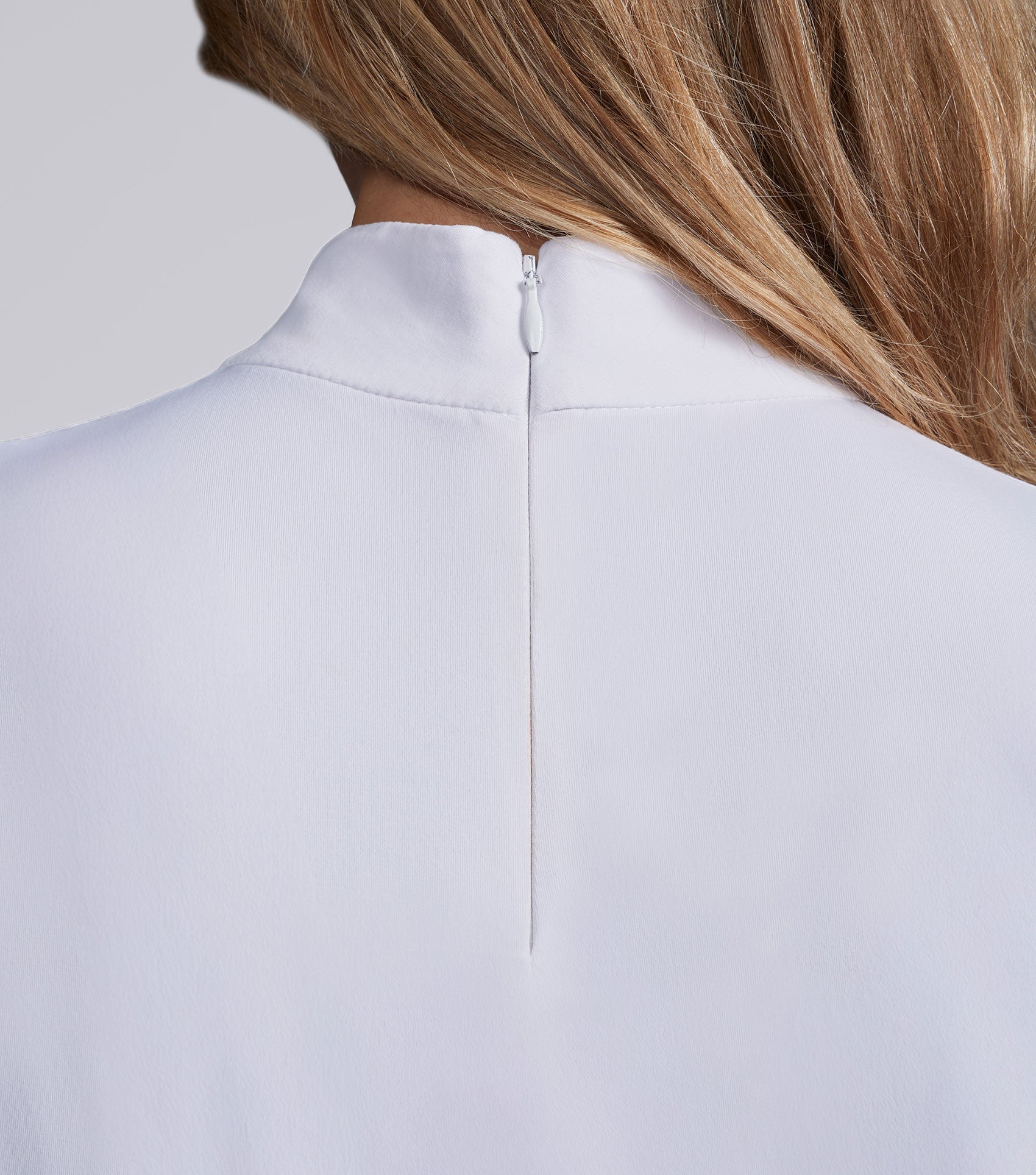 Premier Equine Women's White Short Sleeve Equestrian Competition Shirt with Invisible Back Zip