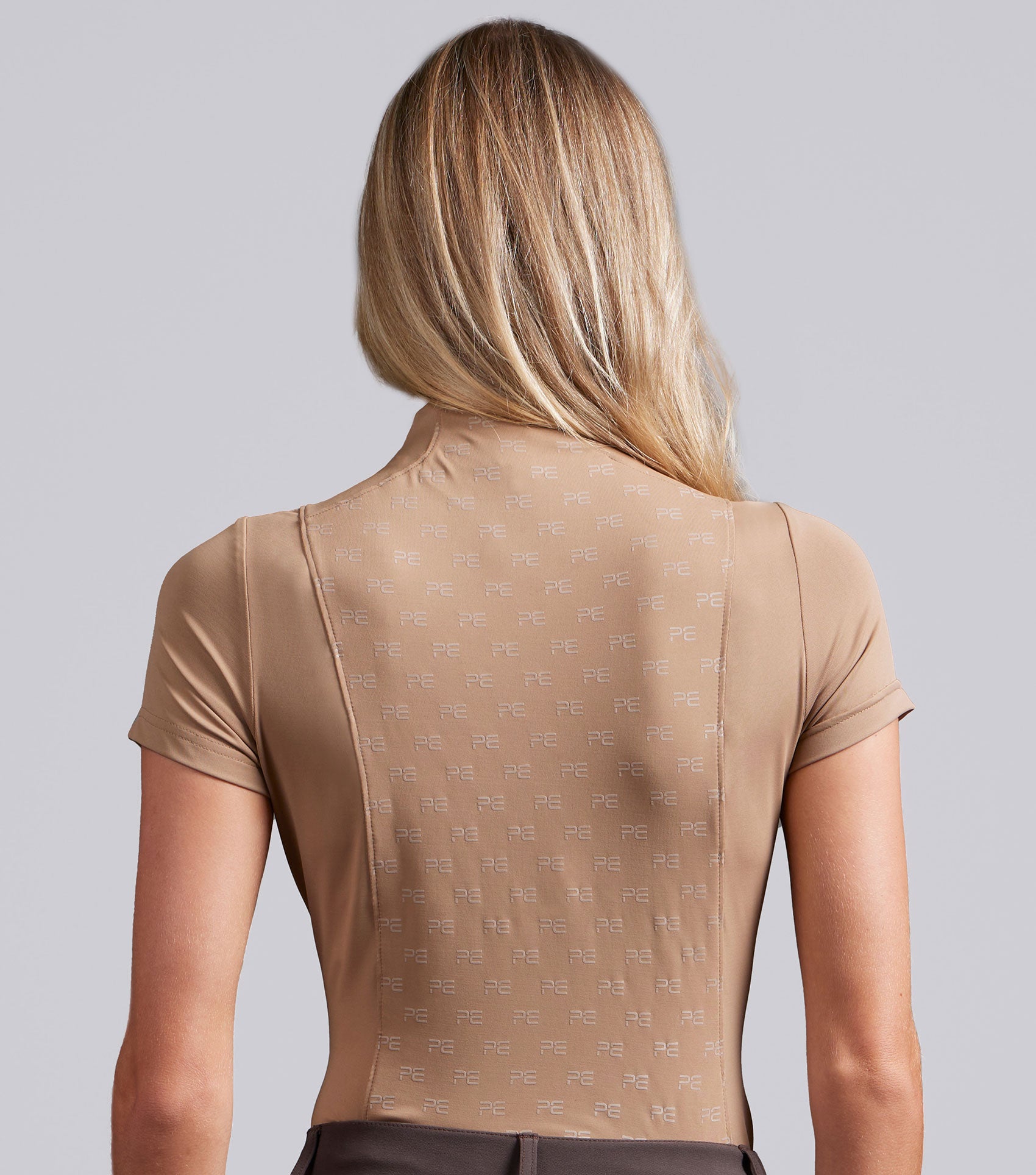 Premier Equine Valerius Women's Short Sleeve Equestrian Riding Top in Latte