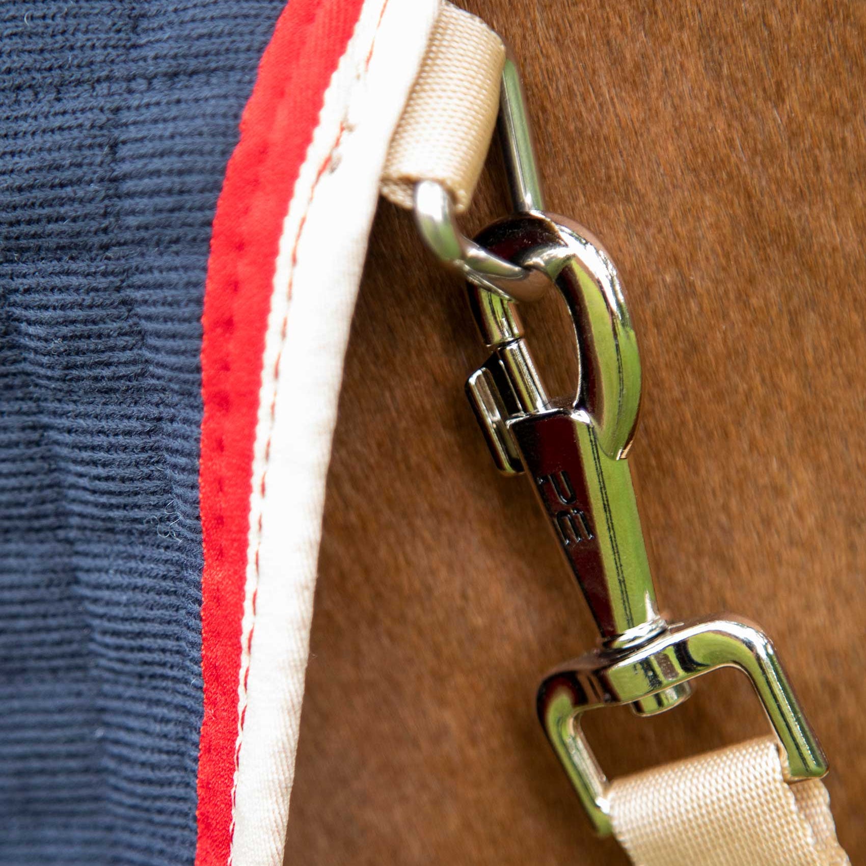 Premier Equine Premtex Horse Cooler Rug Navy Detail: Durable Hardware, Stylish Design, Quality Horsewear