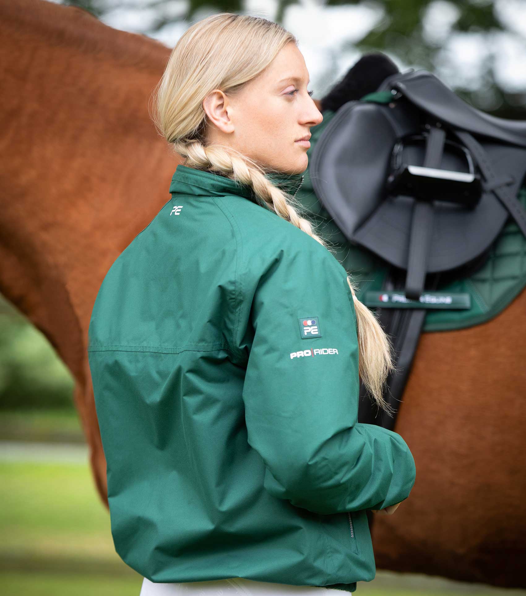 Premier Equine Pro Rider Green Waterproof Riding Jacket for Horse Riders - Equiflair