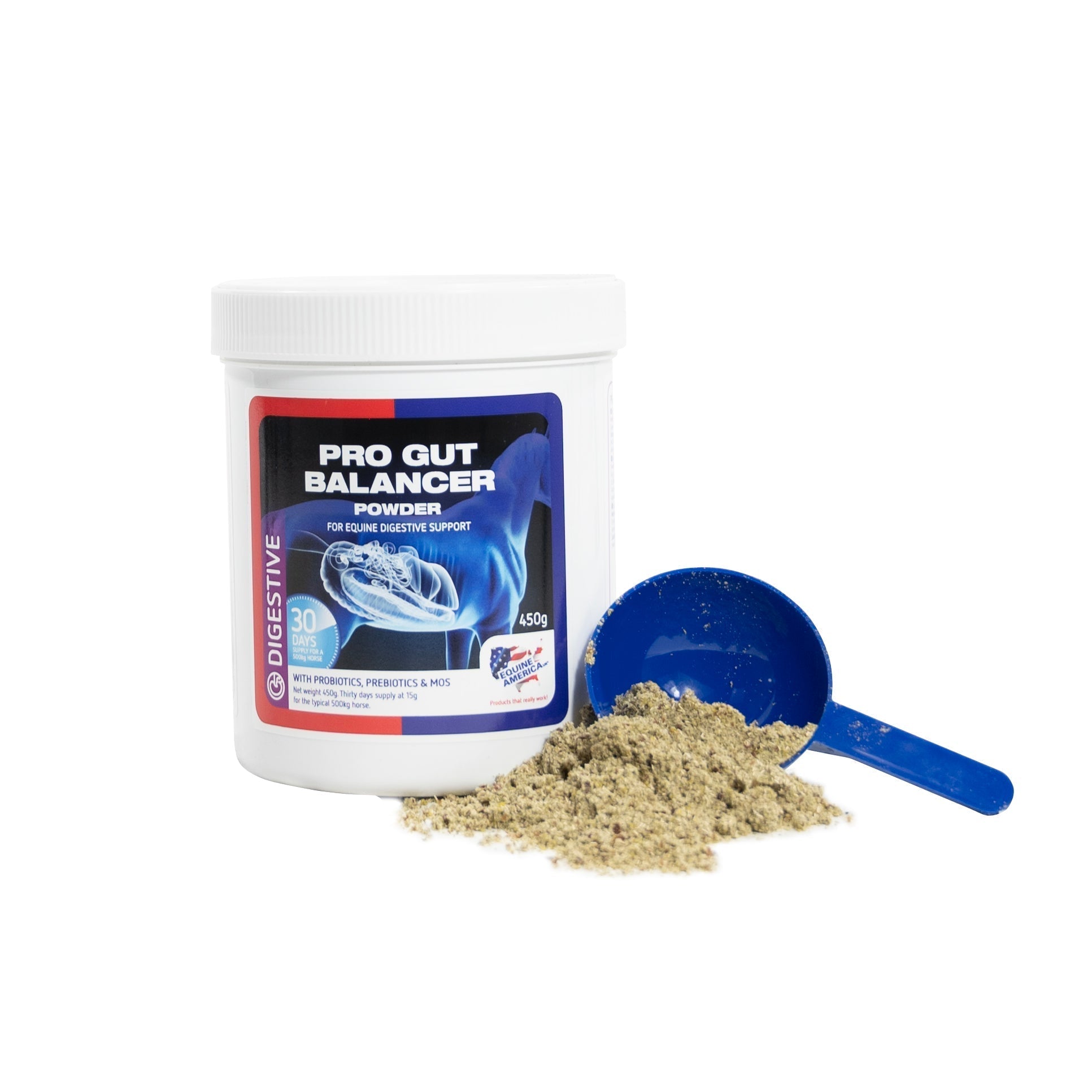 Equine America Pro Gut Balancer Digestive Supplement Powder for Horses - 450g Tub