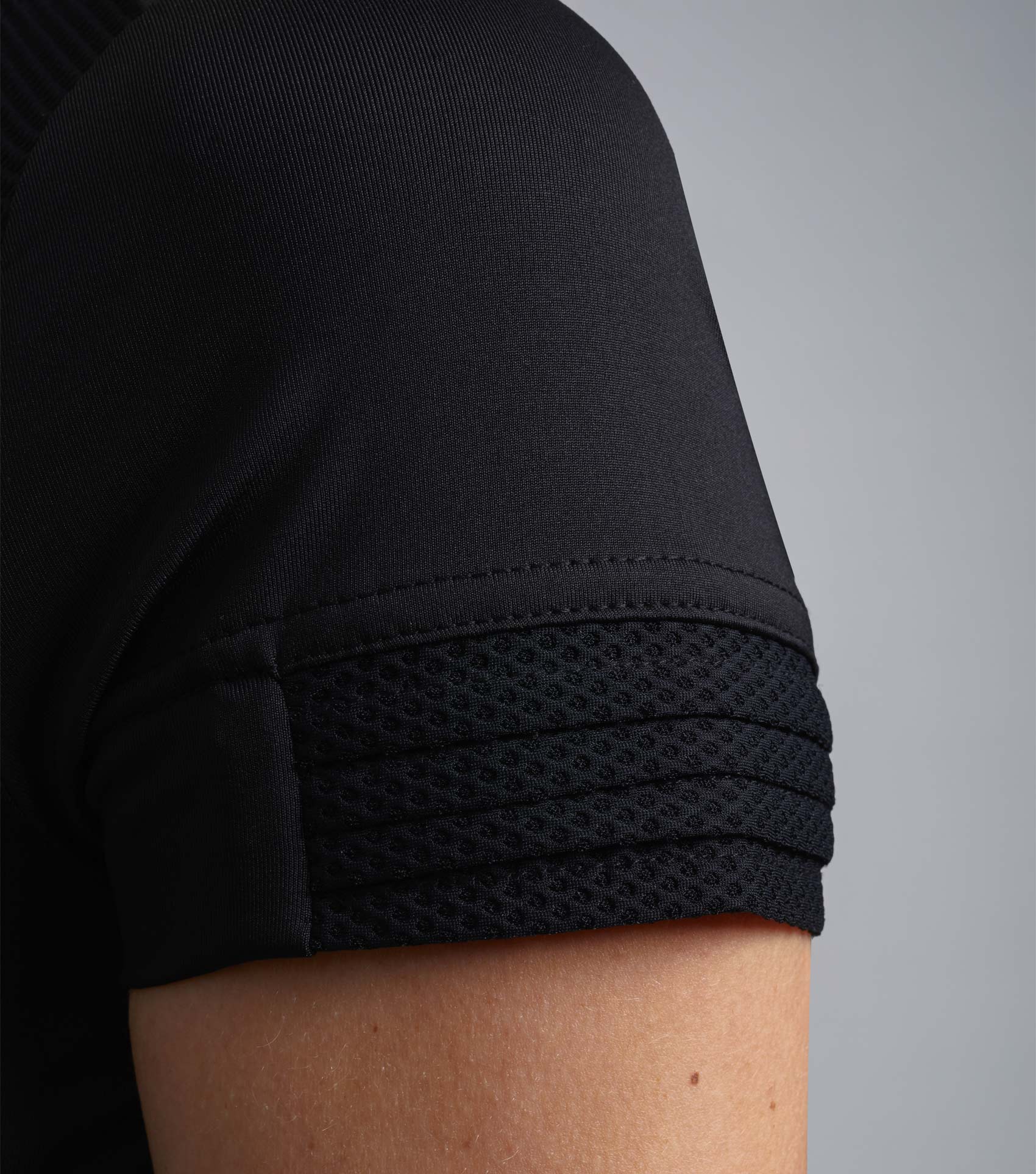 PREMIER EQUINE Remisa Ladies Technical Riding Top - Black Short Sleeve Shirt with Mesh Panels & Pleated Sleeves