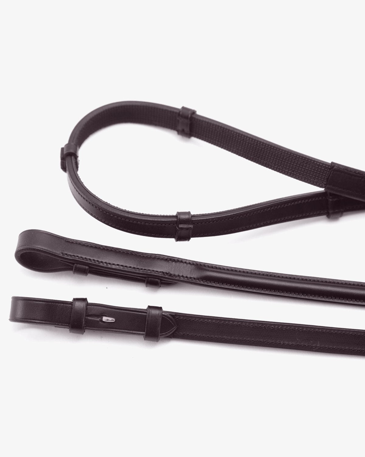Premier Equine Salvatore Rubber & Leather Grip Reins Brown