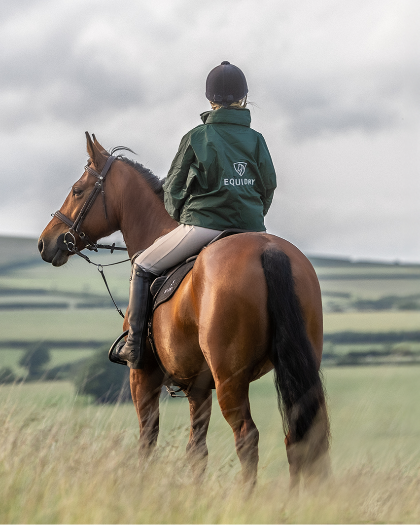 EQUIDRY Shortie Women's Thin Fleece Black Forest Green