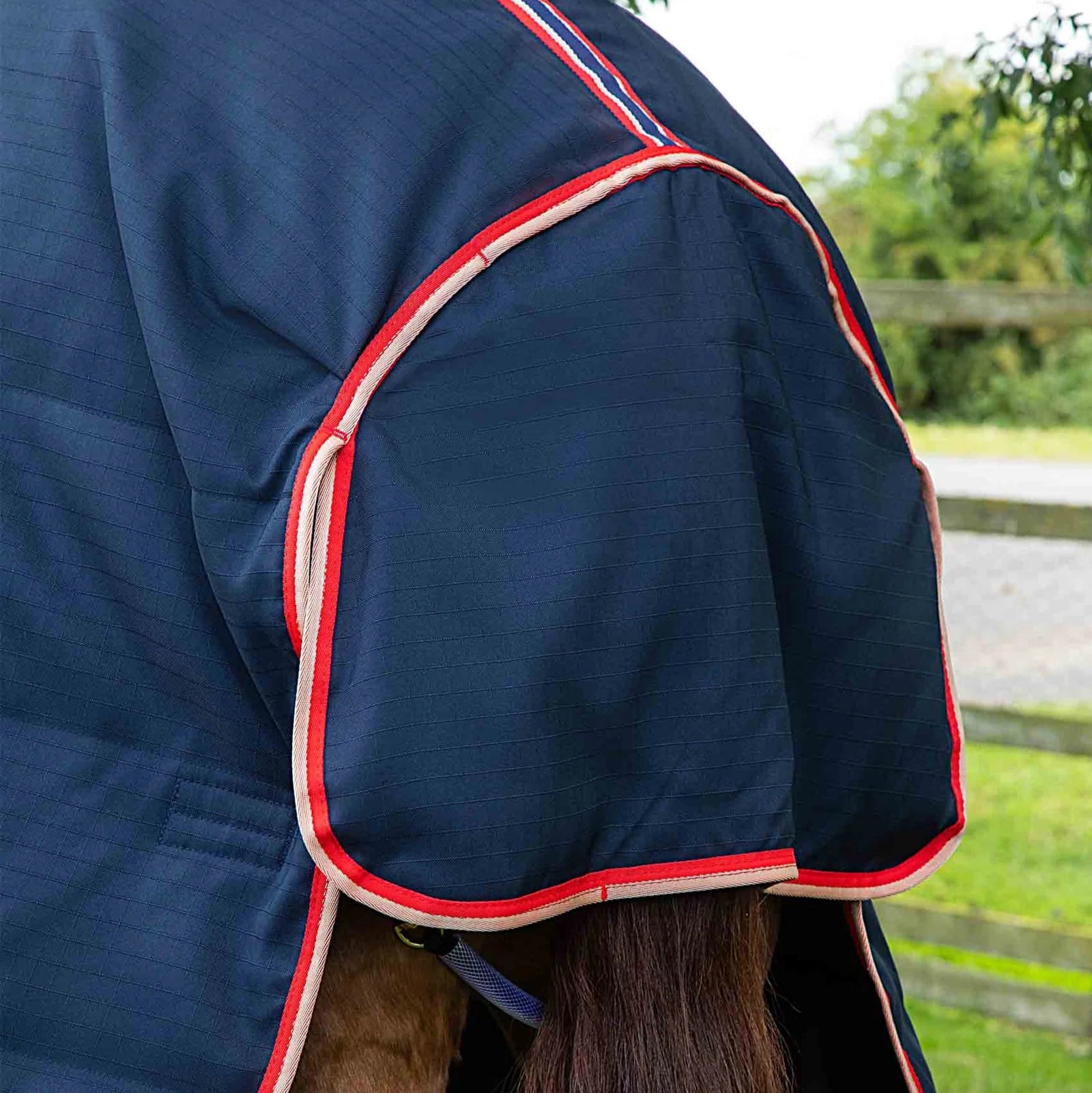 Premier Equine Stable Buster 100g Stable Rug with Neck Cover - Navy. Lightweight Horse Rug