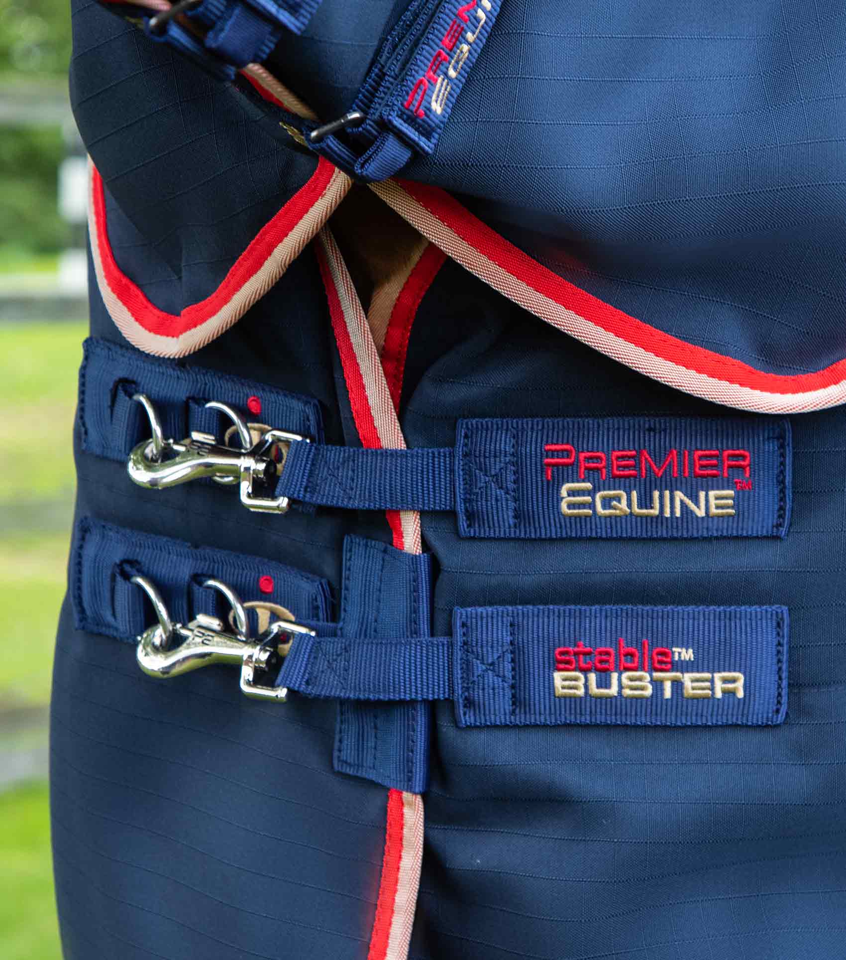 Premier Equine Stable Buster 450g Stable Rug with Neck Cover Navy