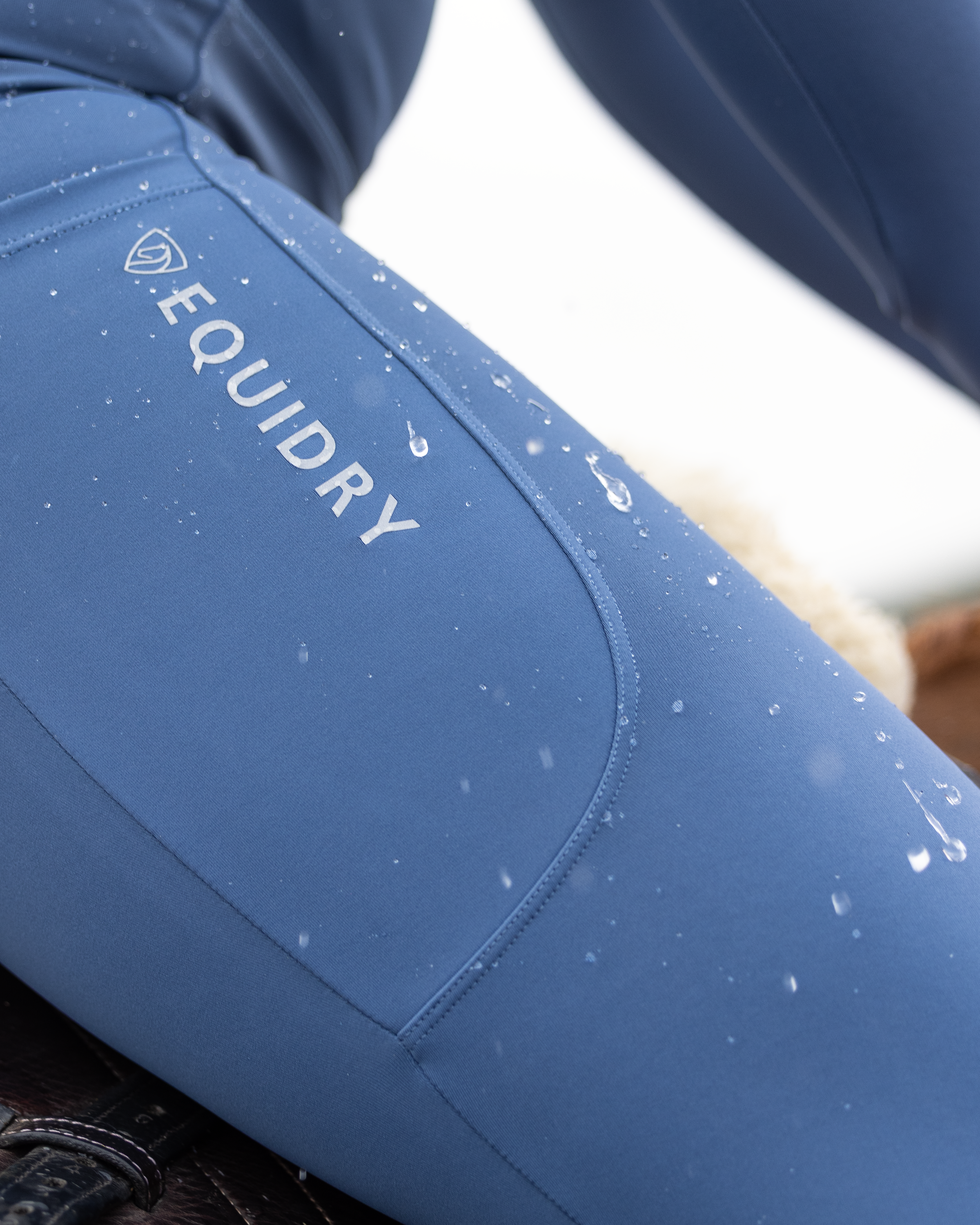 Equidry Water Repellent Riding Leggings - Knee Grip Equestrian Tights for Women in Steel Blue. #EquestrianFashion
