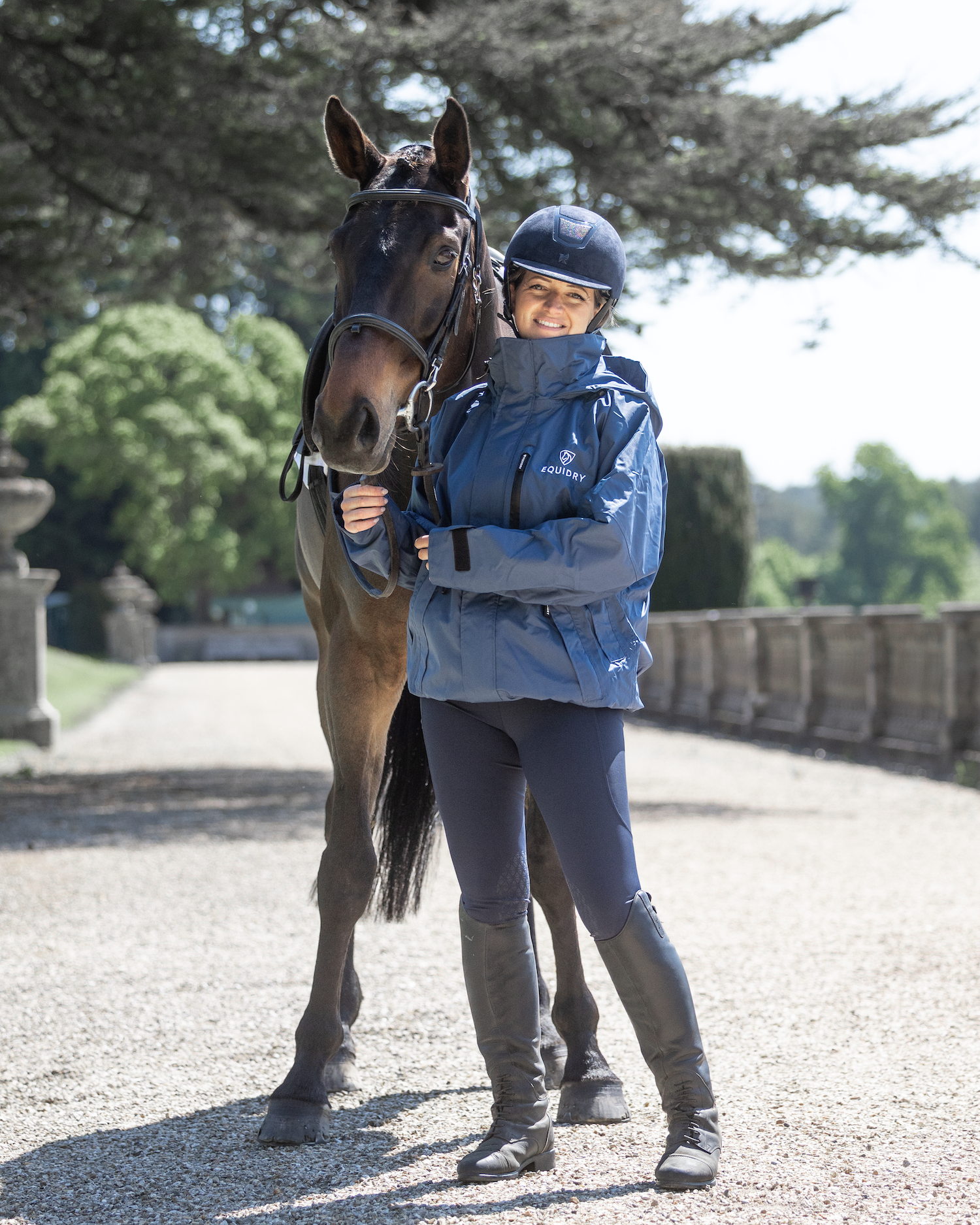 EQUIDRY Shortie Women's Thin Fleece Steel Blue/Blue