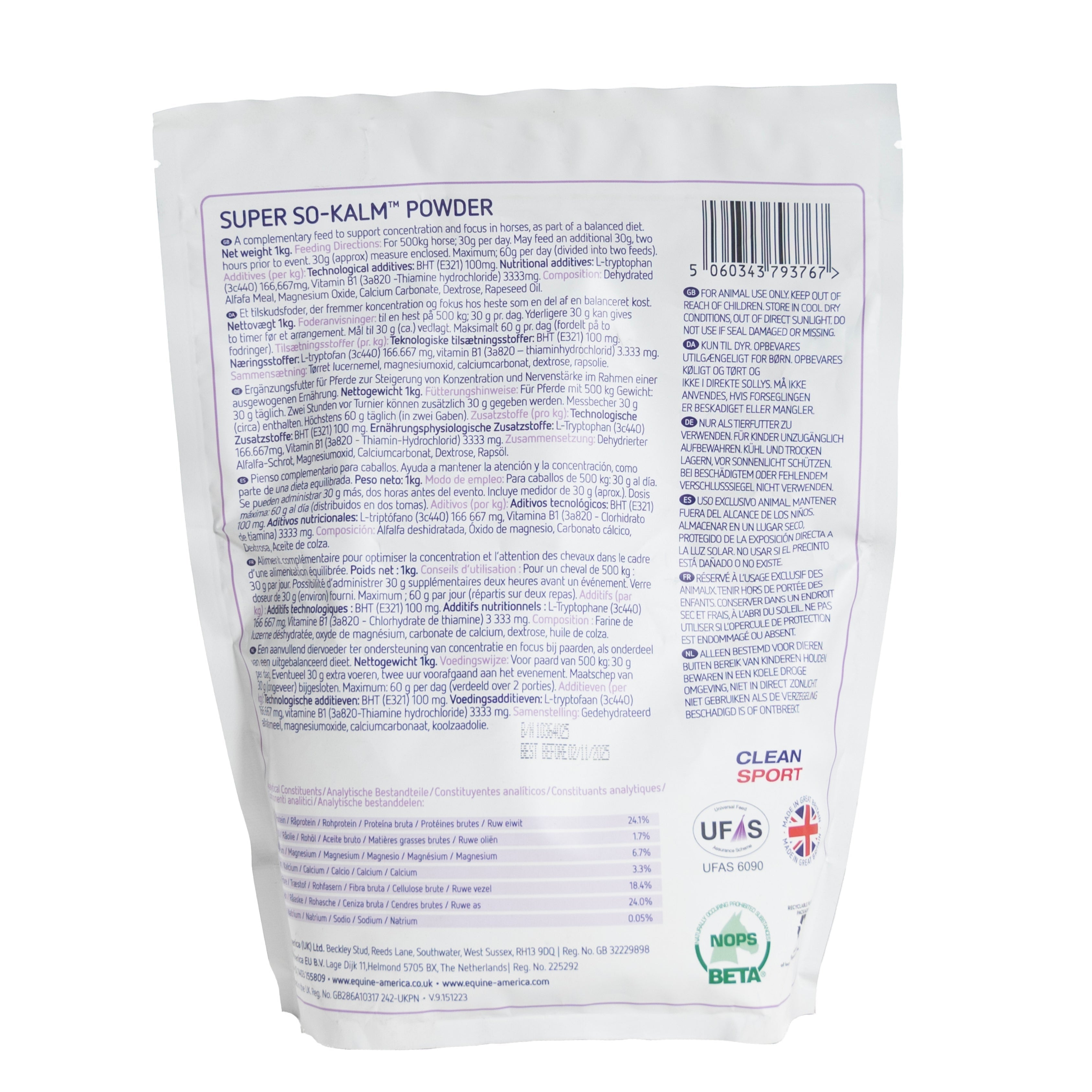 Equine America Super So Kalm Powder: Horse Calming Supplement with Magnesium, B1, L-Tryptophan