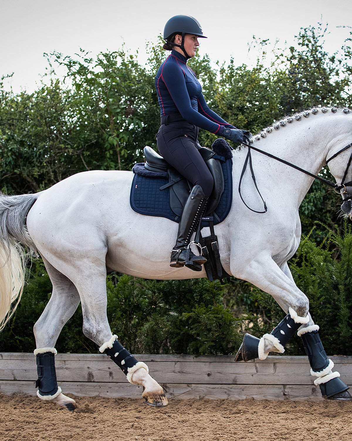 PREMIER EQUINE TECHNO WOOL BRUSHING BOOTS NAVY: Protective horse legwear. Buy at Equiflair for superior equestrian gear! #equestrian #horseriding