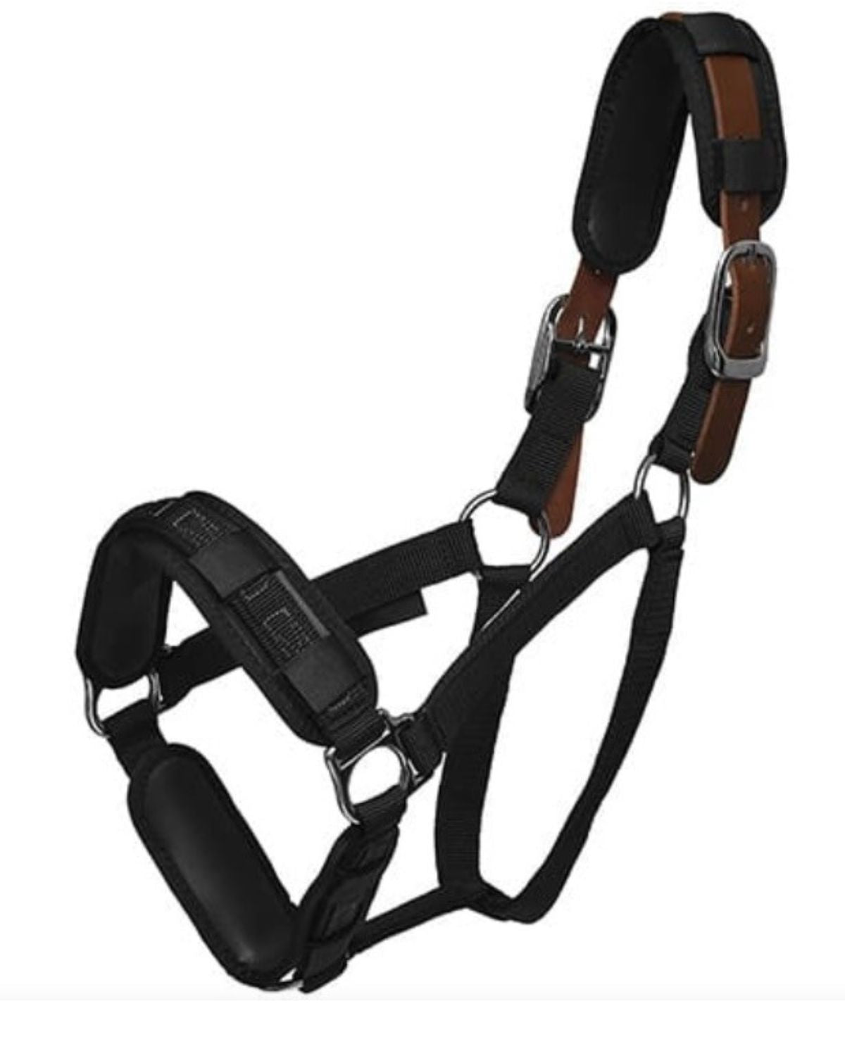 Padded Horse Halter - ThinLine Comfort Halter with Liner, Black Nylon Horse Headstall for Equine