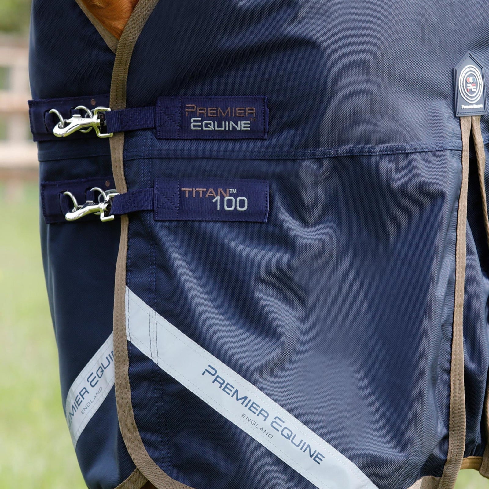 Premier Equine Titan 100g Navy Horse Turnout Rug - Waterproof & Lightweight