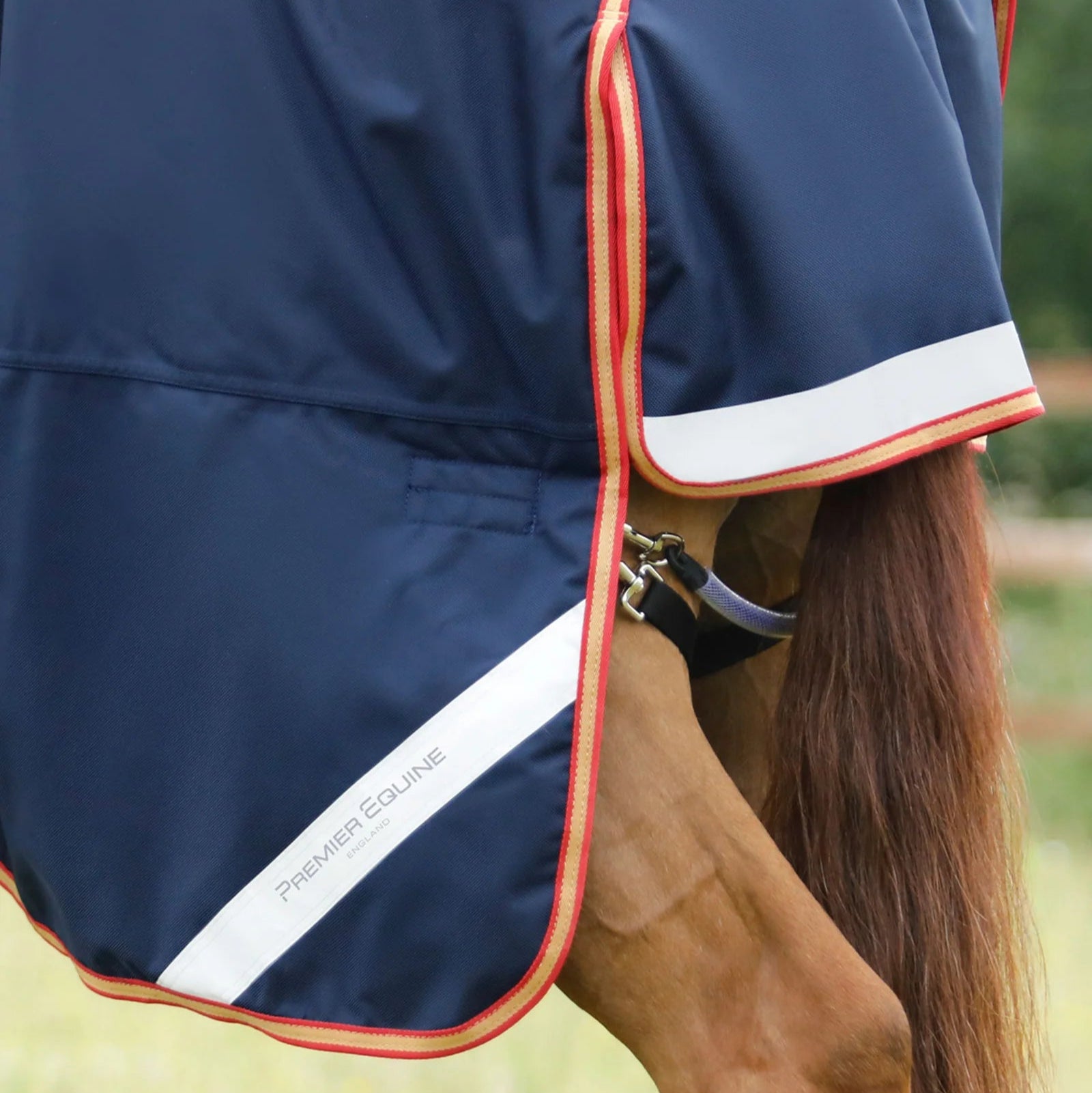 Horse Turnout Rug: PREMIER EQUINE Titan Storm 450G Combo, Navy Waterproof Blanket with Neck Cover