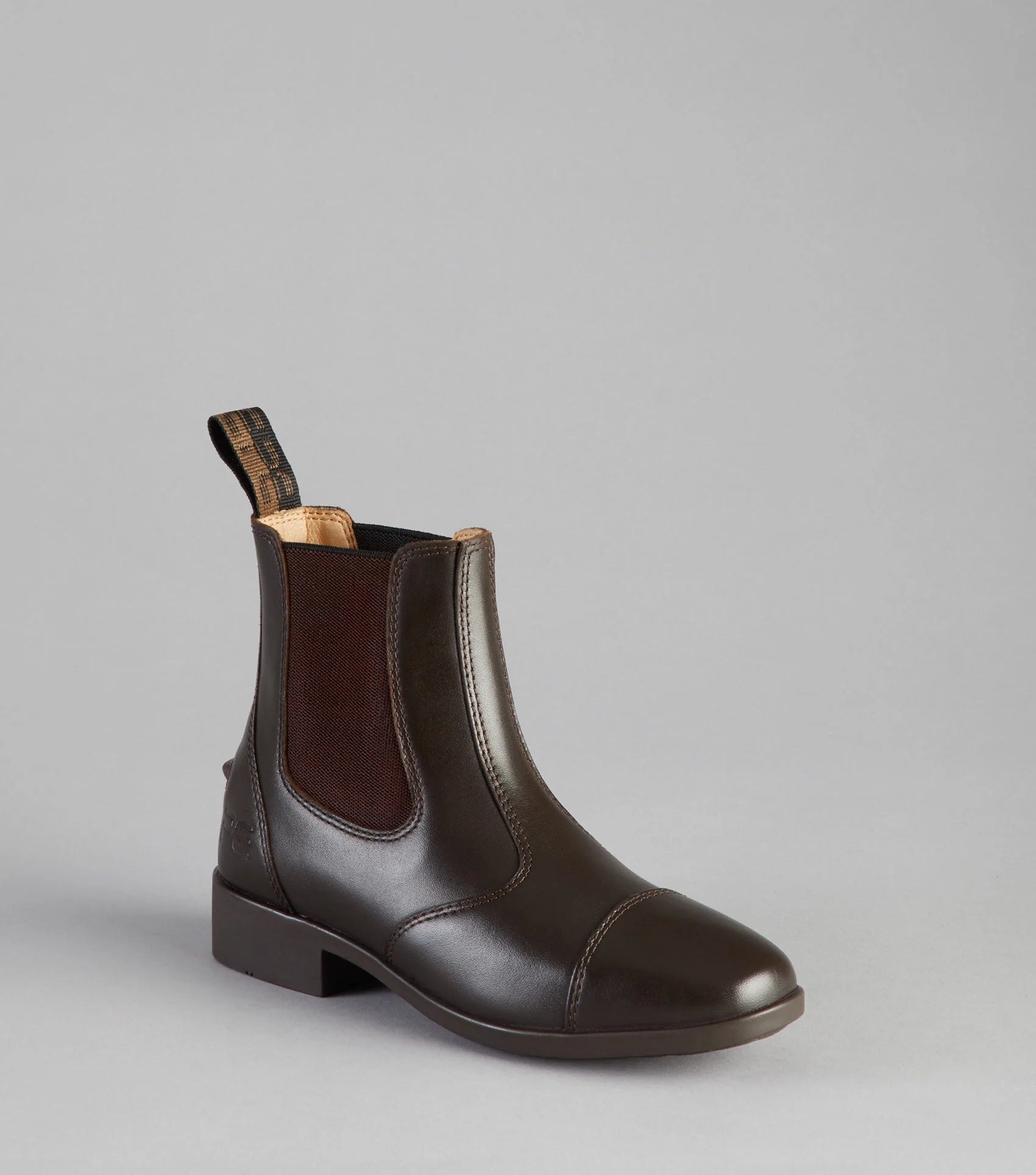 Premier Equine Torlano Junior Brown Leather Chelsea Boot for Riding. Stylish short boot for equestrian and everyday wear.