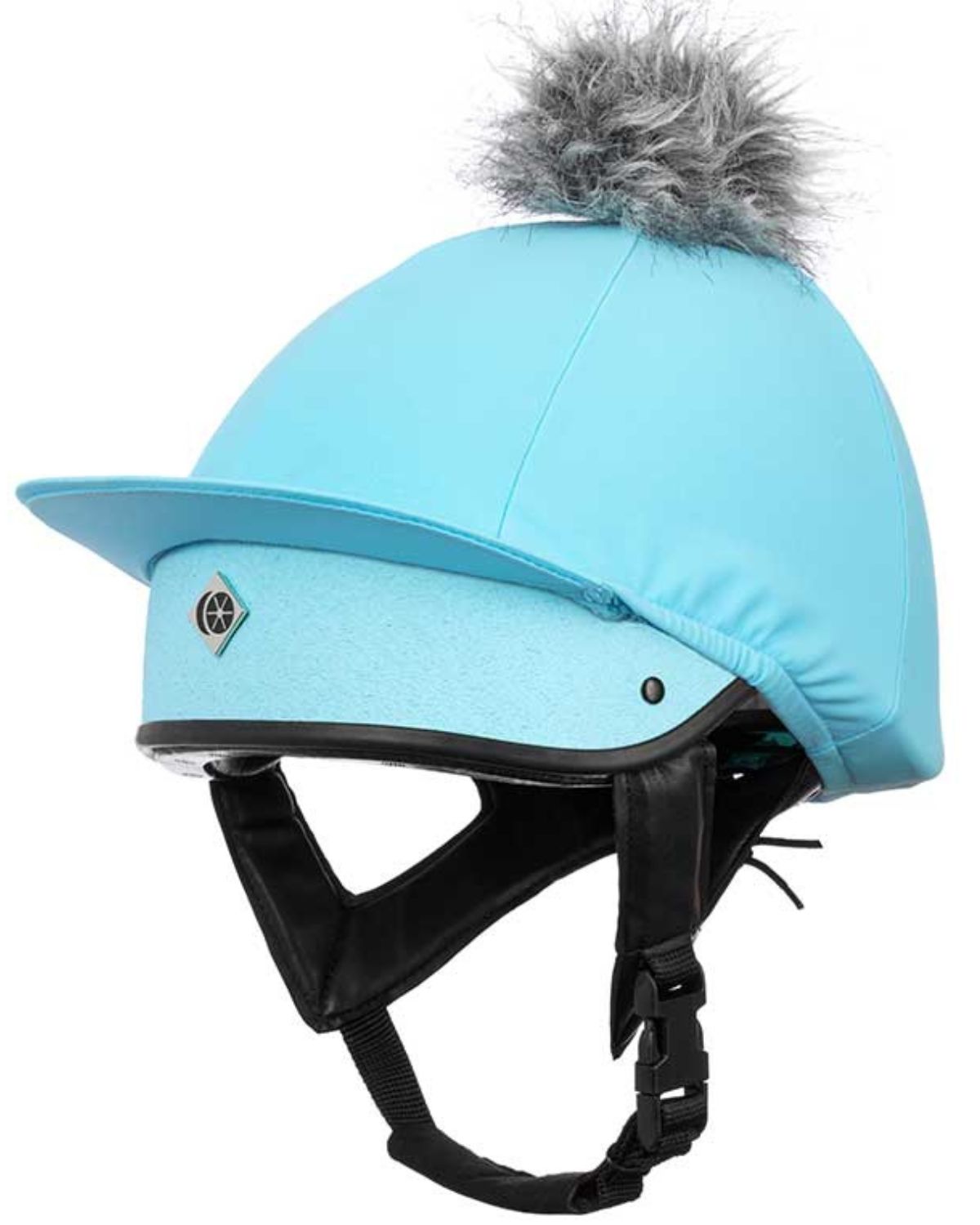 Charles Owen JS1 Pro Baby Blue Riding Helmet with Pom Pom - Equestrian Safety Helmet