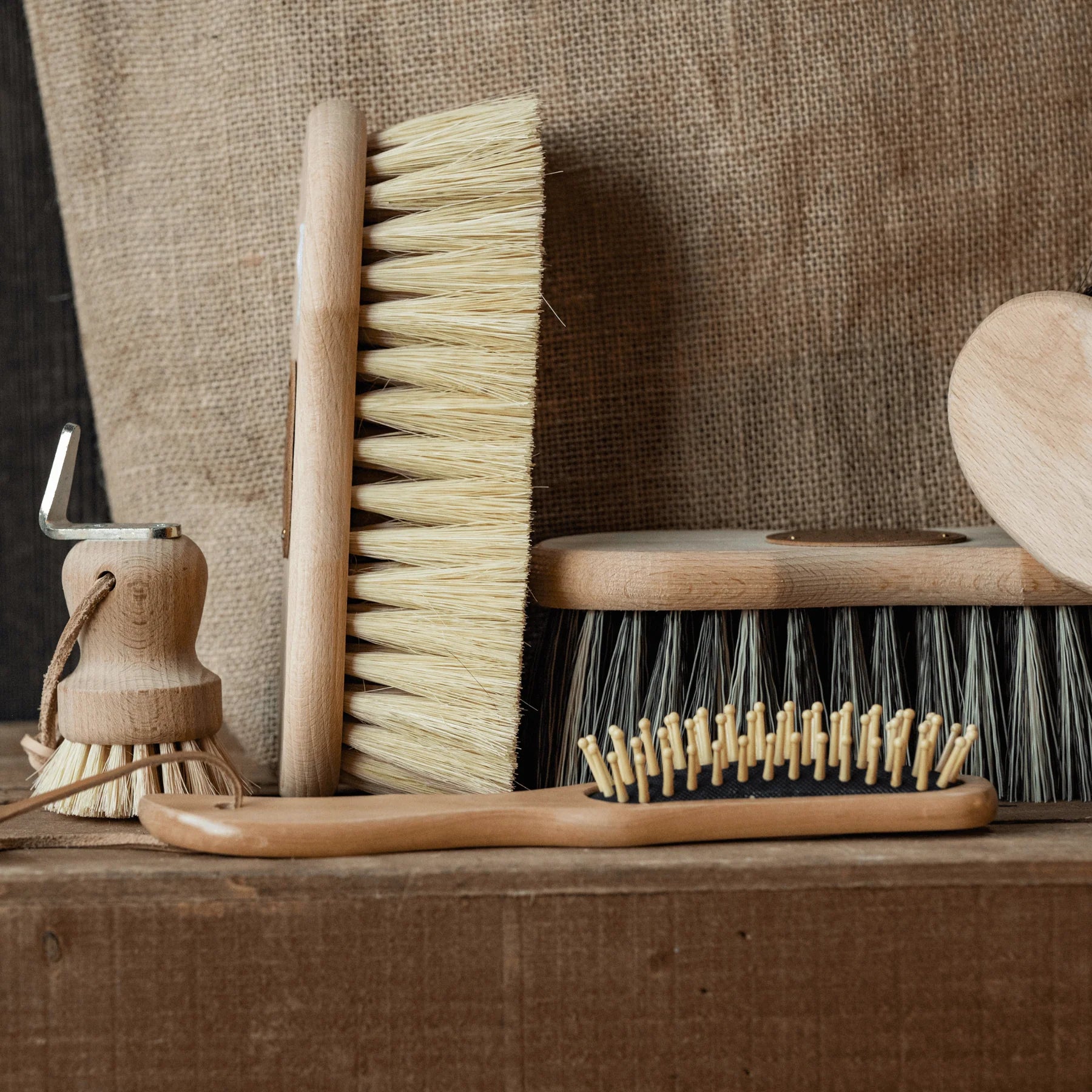BORSTIQ Original Shaped Horse Grooming Kit - Wooden Brushes & Hoof Pick from Equiflair