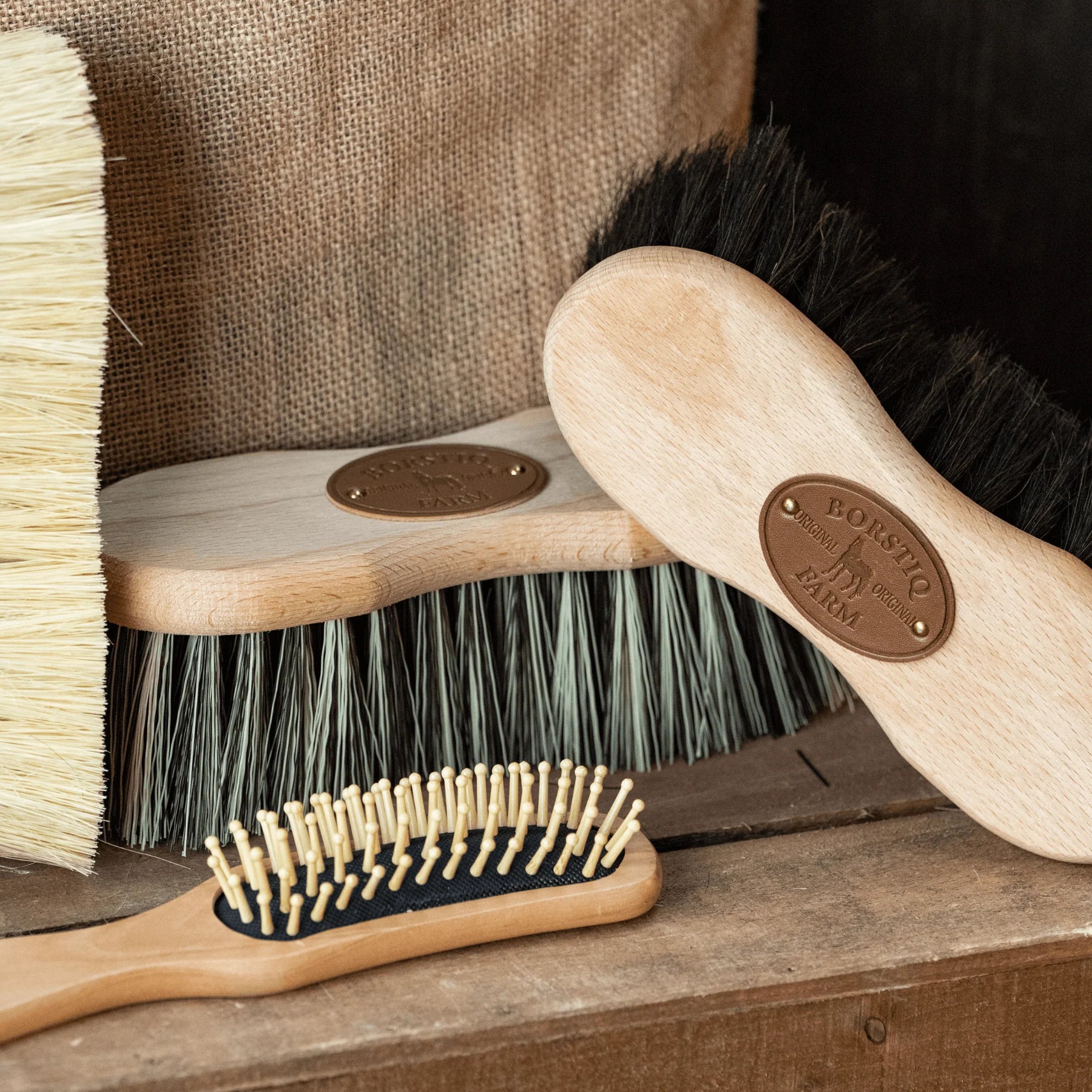 Borstiq Original Shaped Horse Grooming Kit: Brushes, Hoof Pick & Mane Brush by Equiflair - Quality Horse Care Products