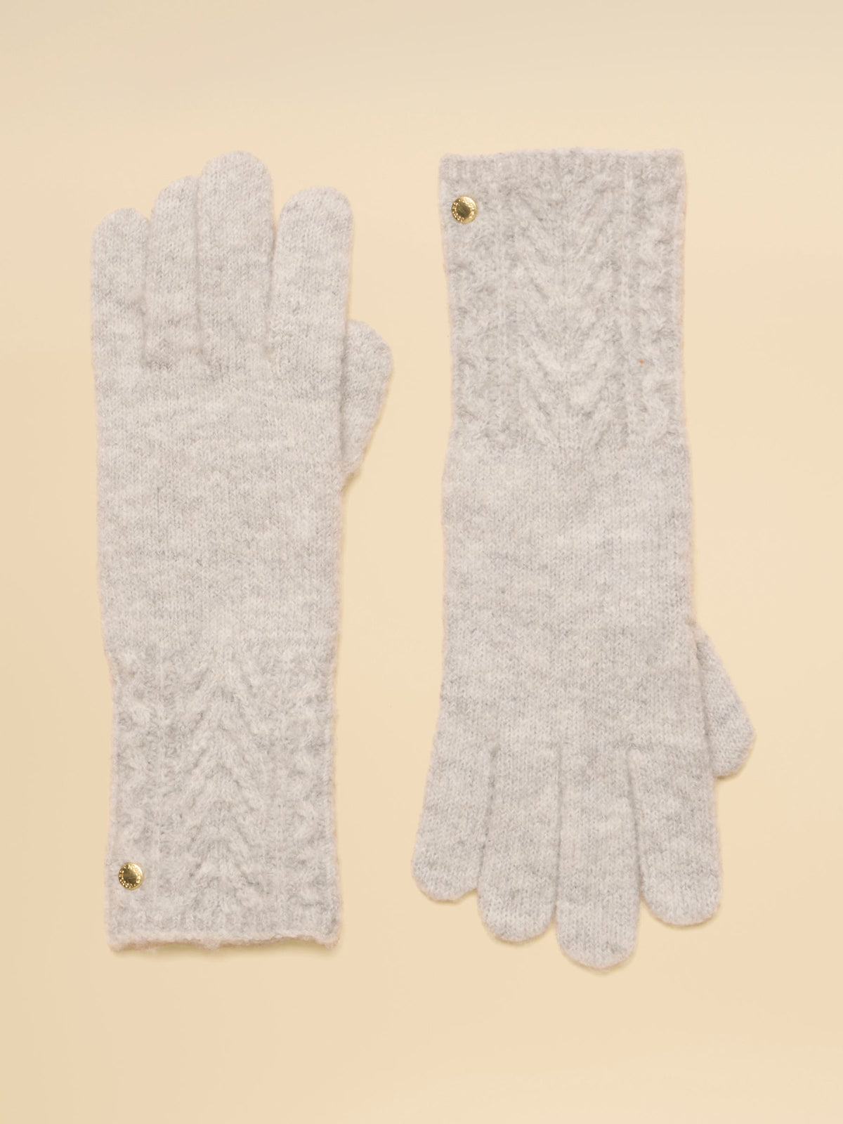 Women's Joules Grey Knitted Cable Gloves