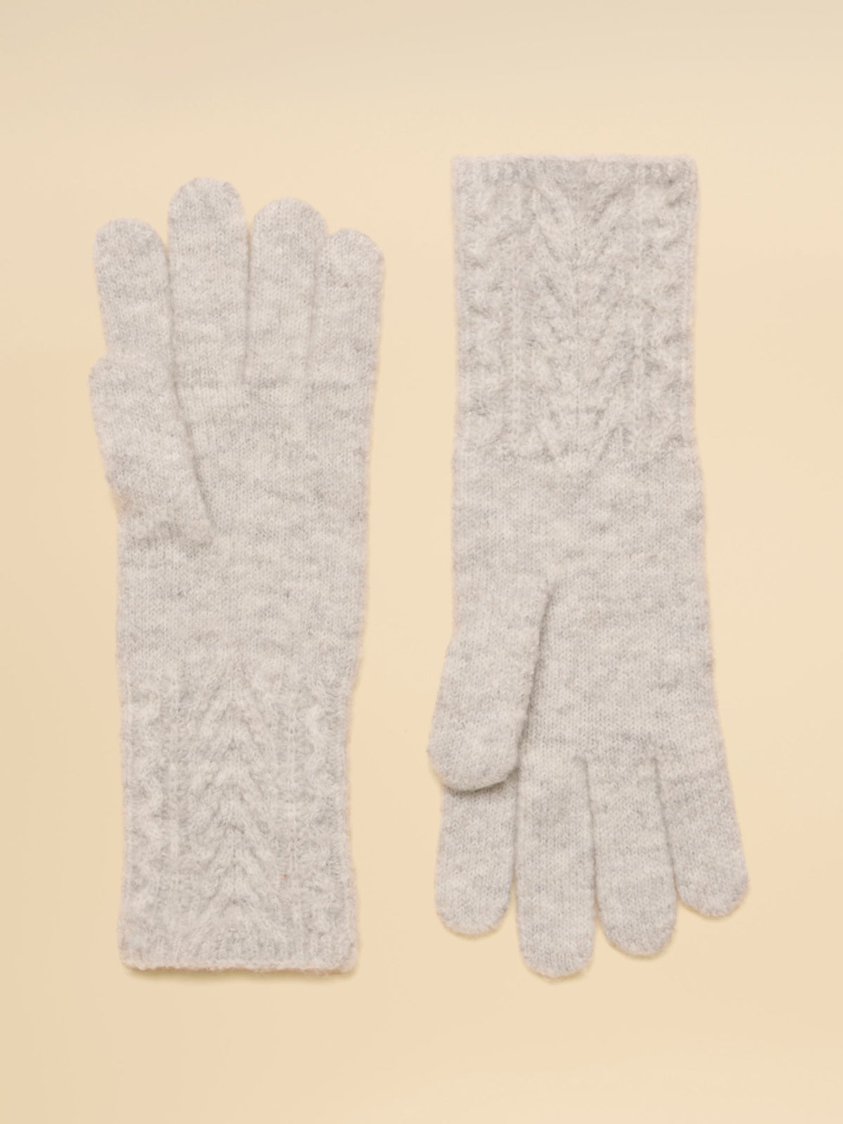 Women's Joules Grey Knitted Cable Gloves