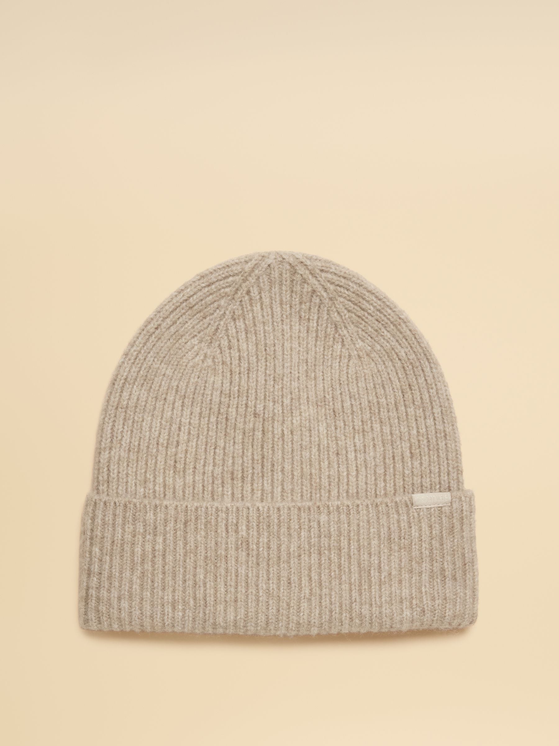 Joules Women's Oatmeal Fine Knit Beanie Hat | Cozy Wool Blend Winter Accessory