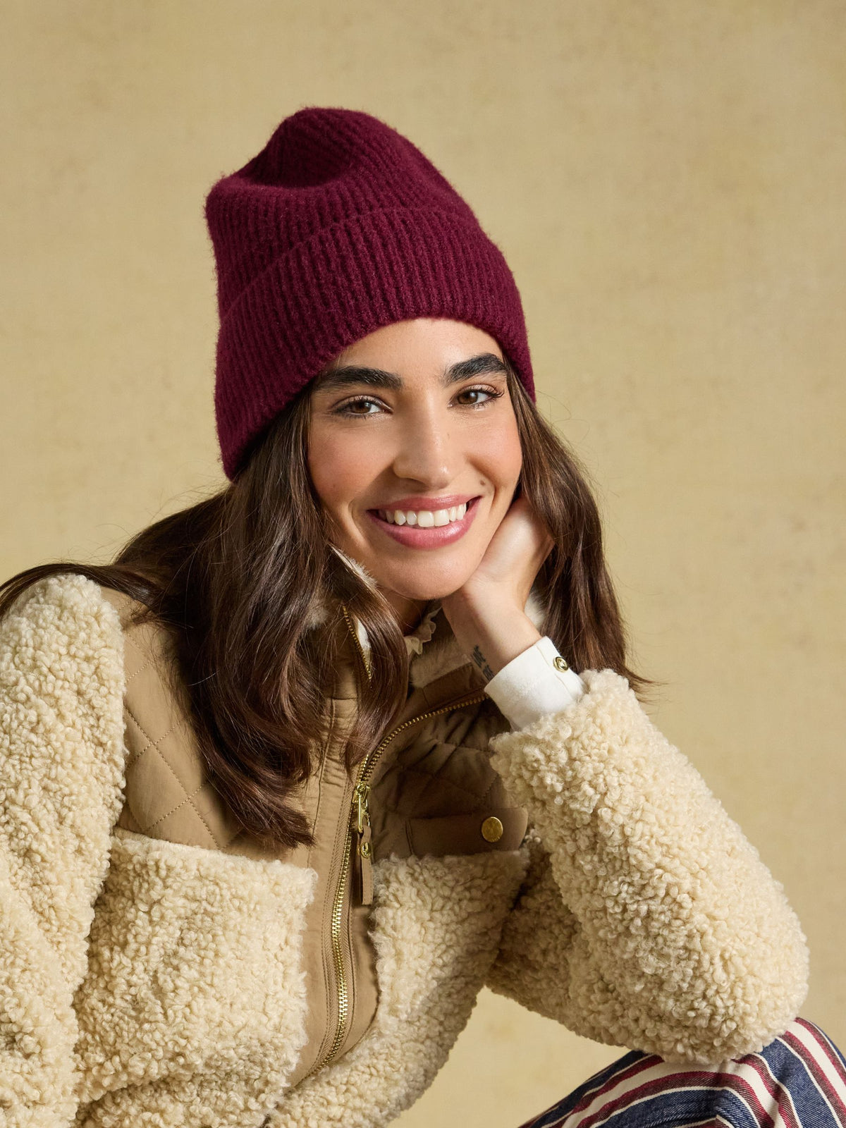 Joules Women's Berry Fine Knit Beanie Hat - Cozy Wool Blend Winter Hat