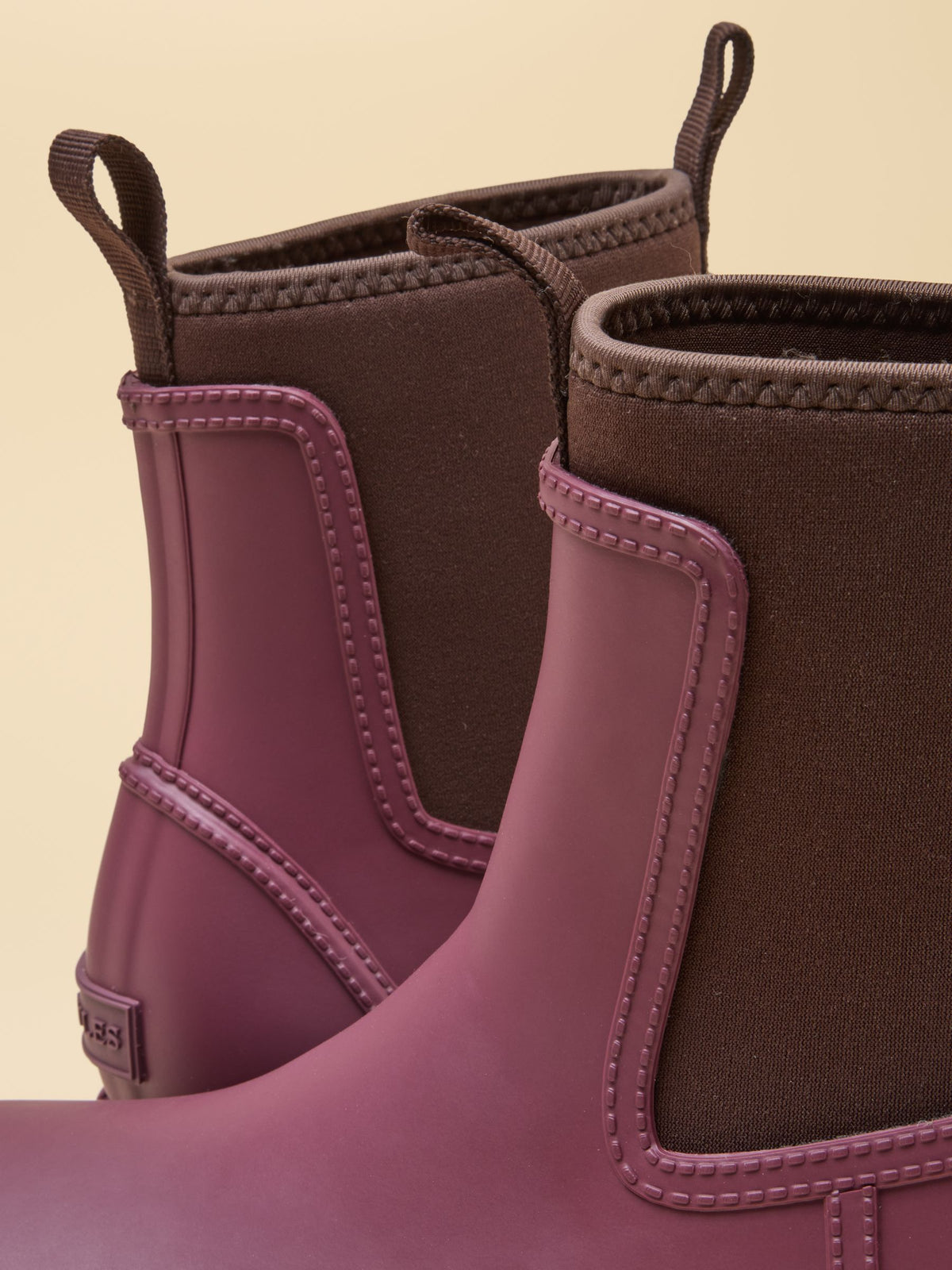 Joules burgundy waterproof neoprene lined ankle wellies for women - pull-on rain boots