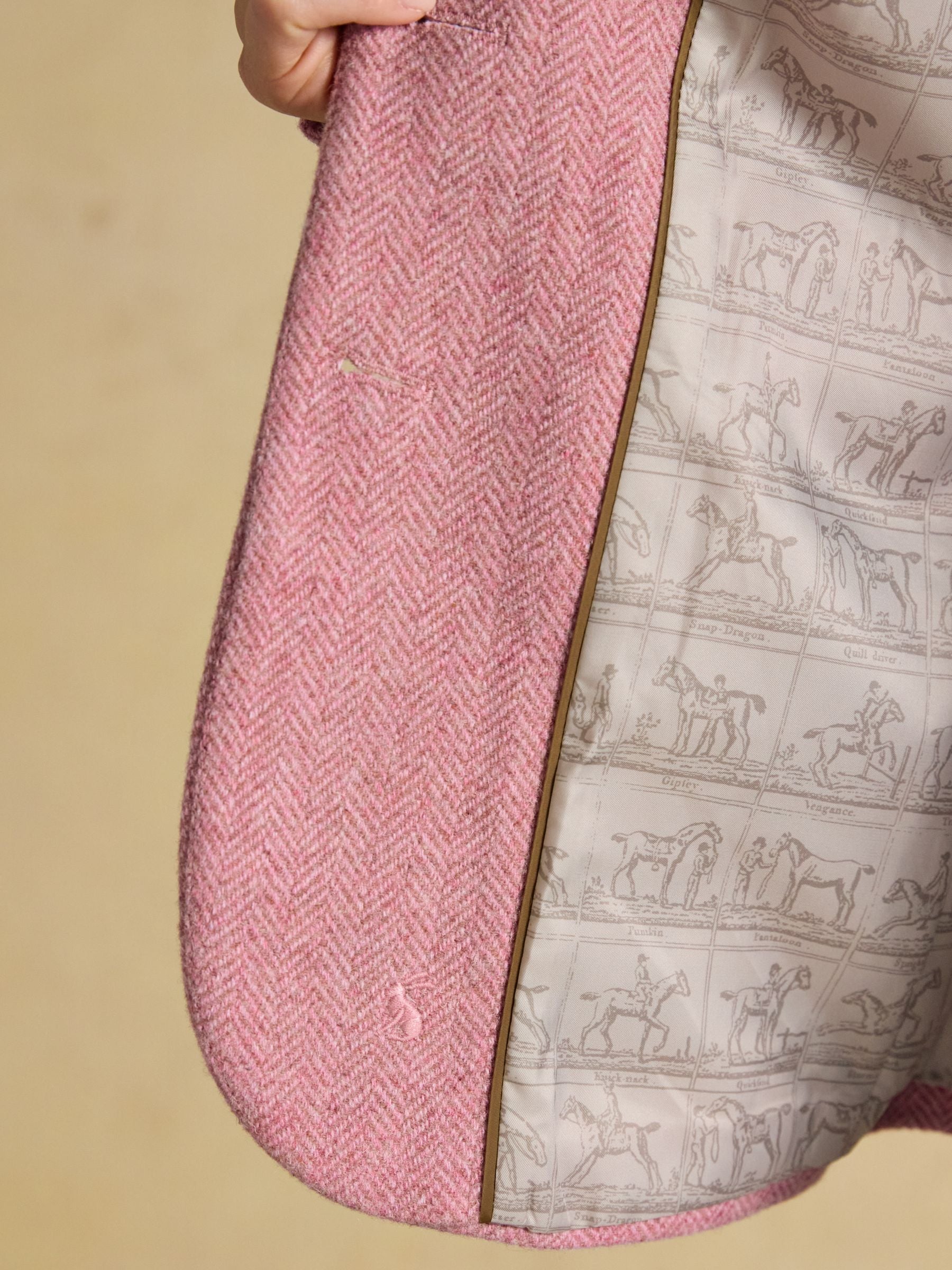 Pink Joules Canterley Tweed Blazer with Horse Print Lining | Wool Blend