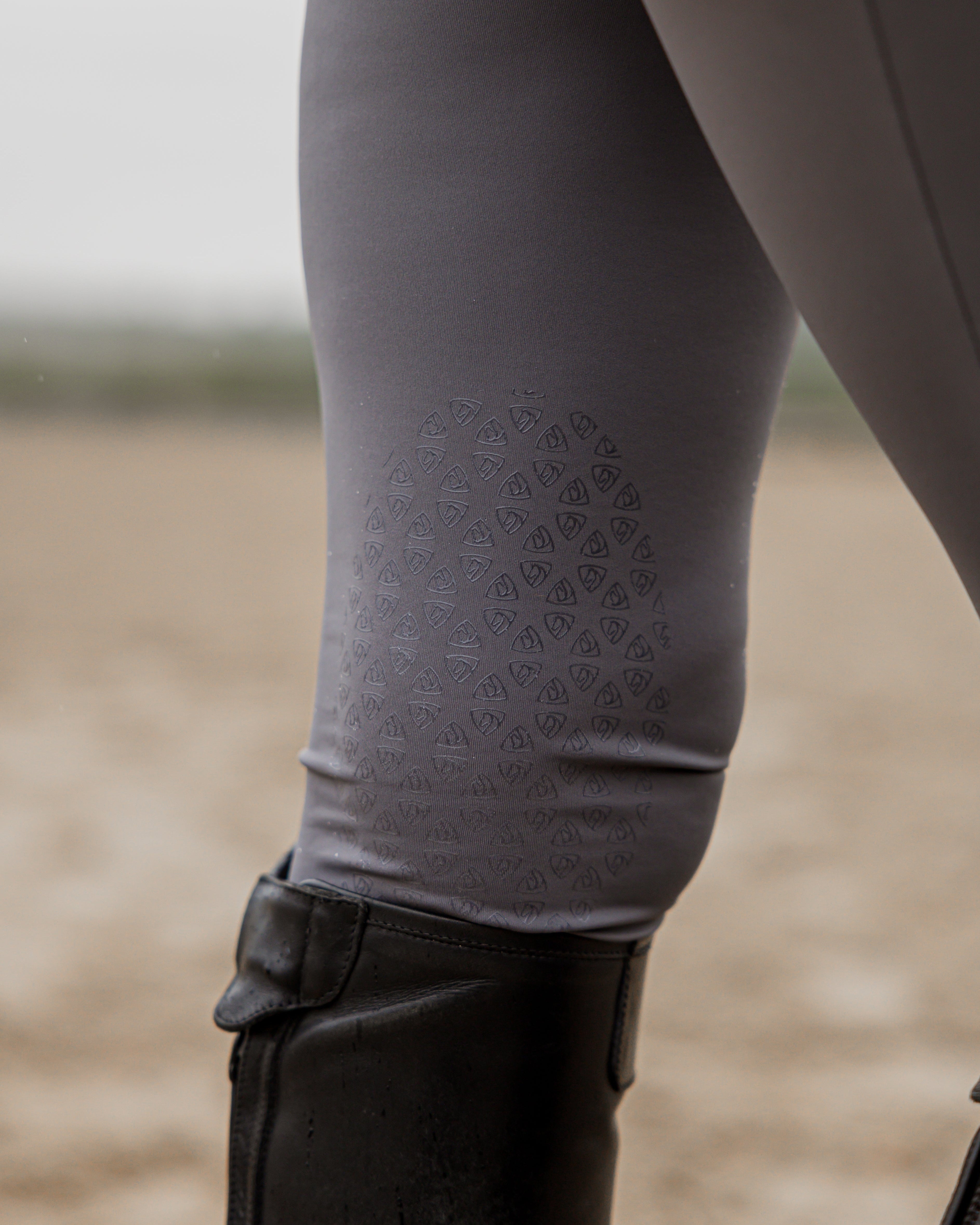 EQUIDRY Water Repellent Leggings Knee Grip Women's Grey/White