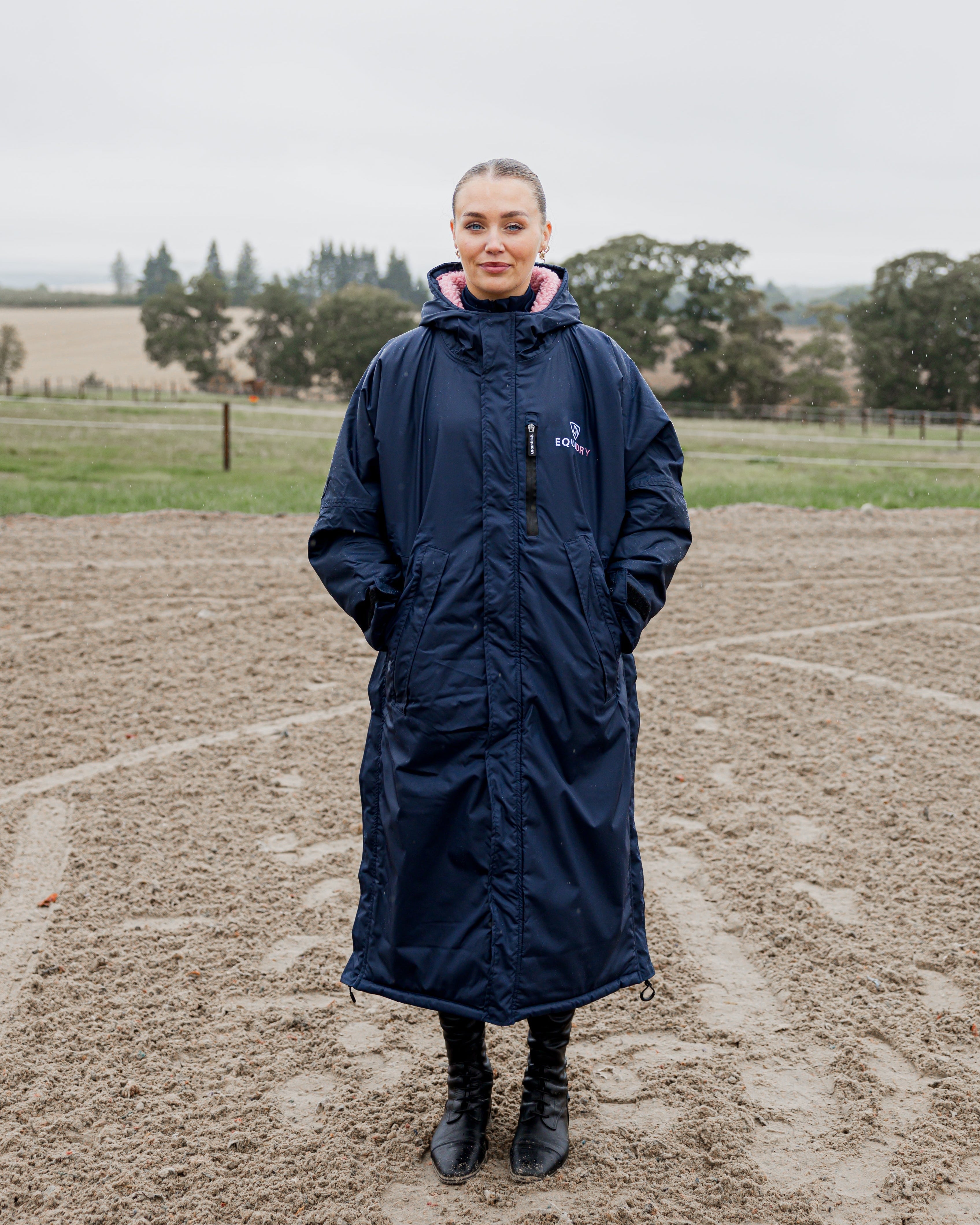 EQUIDRY Evolution Women's Thick Fleece Navy/Pale Pink