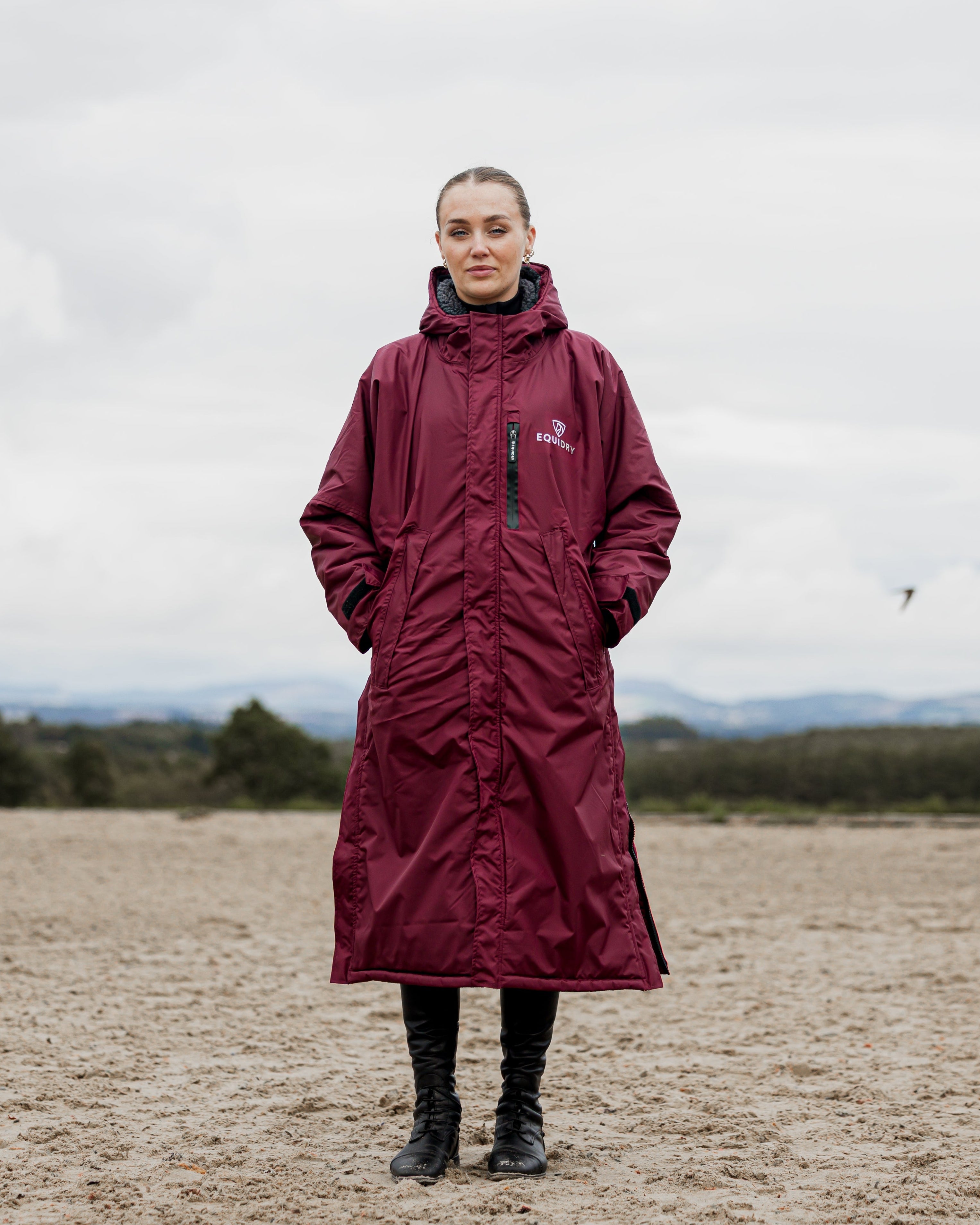 EQUIDRY Evolution Plum Fleece Coat: Waterproof & Warm Women's Riding Outerwear