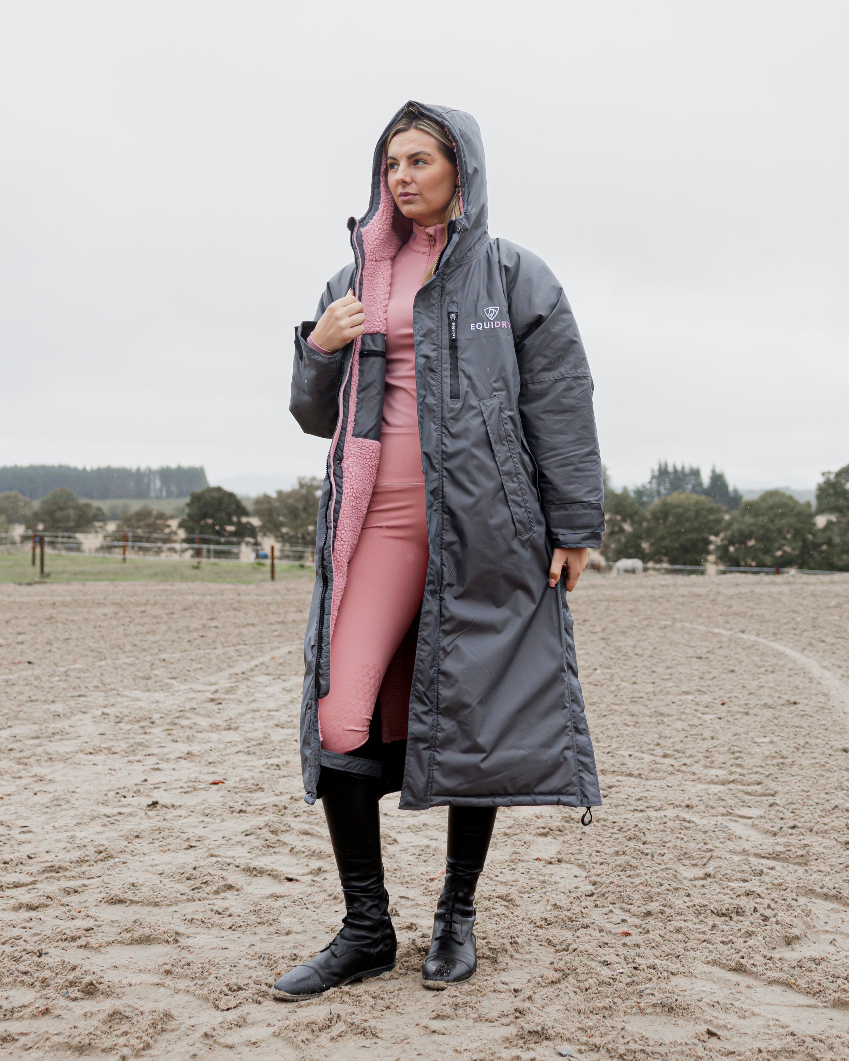 EQUIDRY Evolution Women's Thick Fleece Grey/Pale Pink