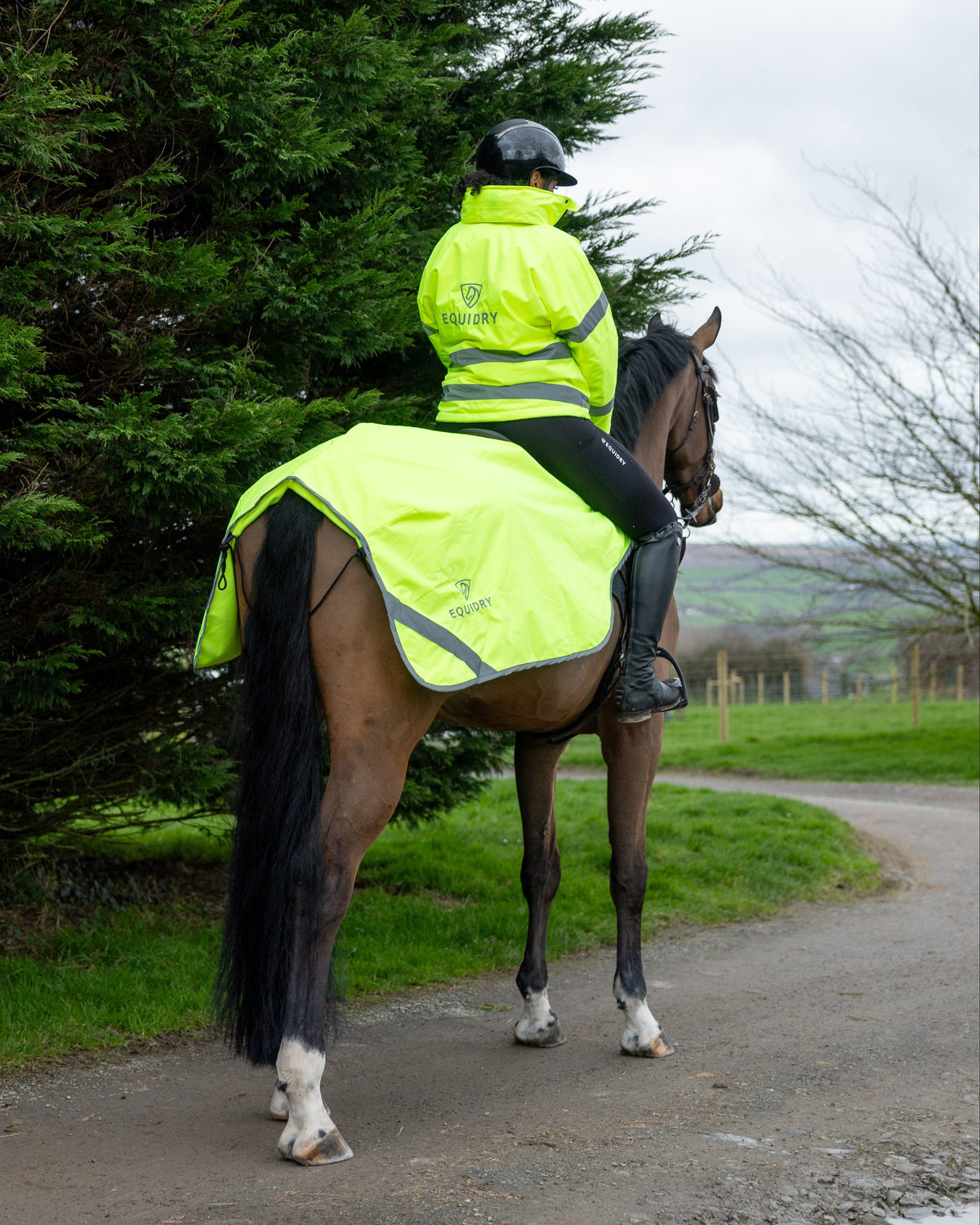 Equidry Shortie Women's Hi-Vis Yellow Waterproof Fleece Lined Riding Coat