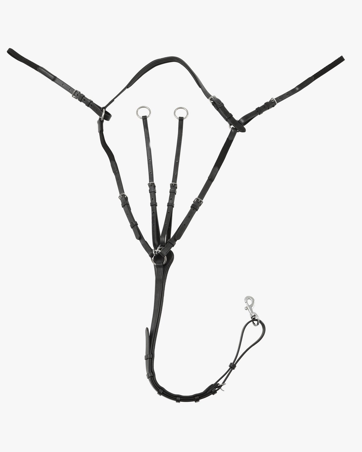 PREMIER EQUINE Valbrona Performance Breastplate - Black Leather Horse Breastplate with Running Martingale - Equestrian Equipment