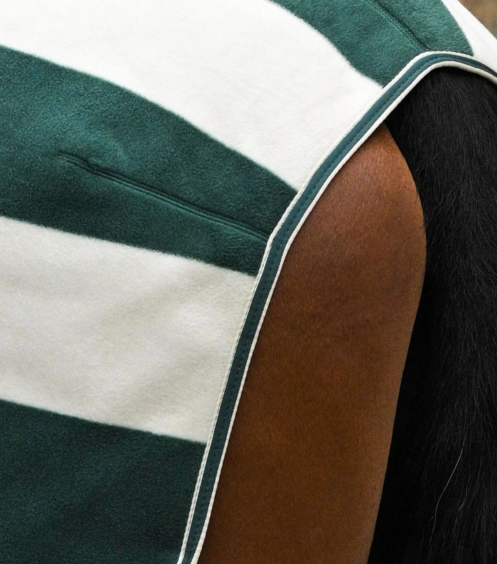 Premier Equine Green & White Striped Horse Exercise Rug - Fleece Blanket for Warmth & Training