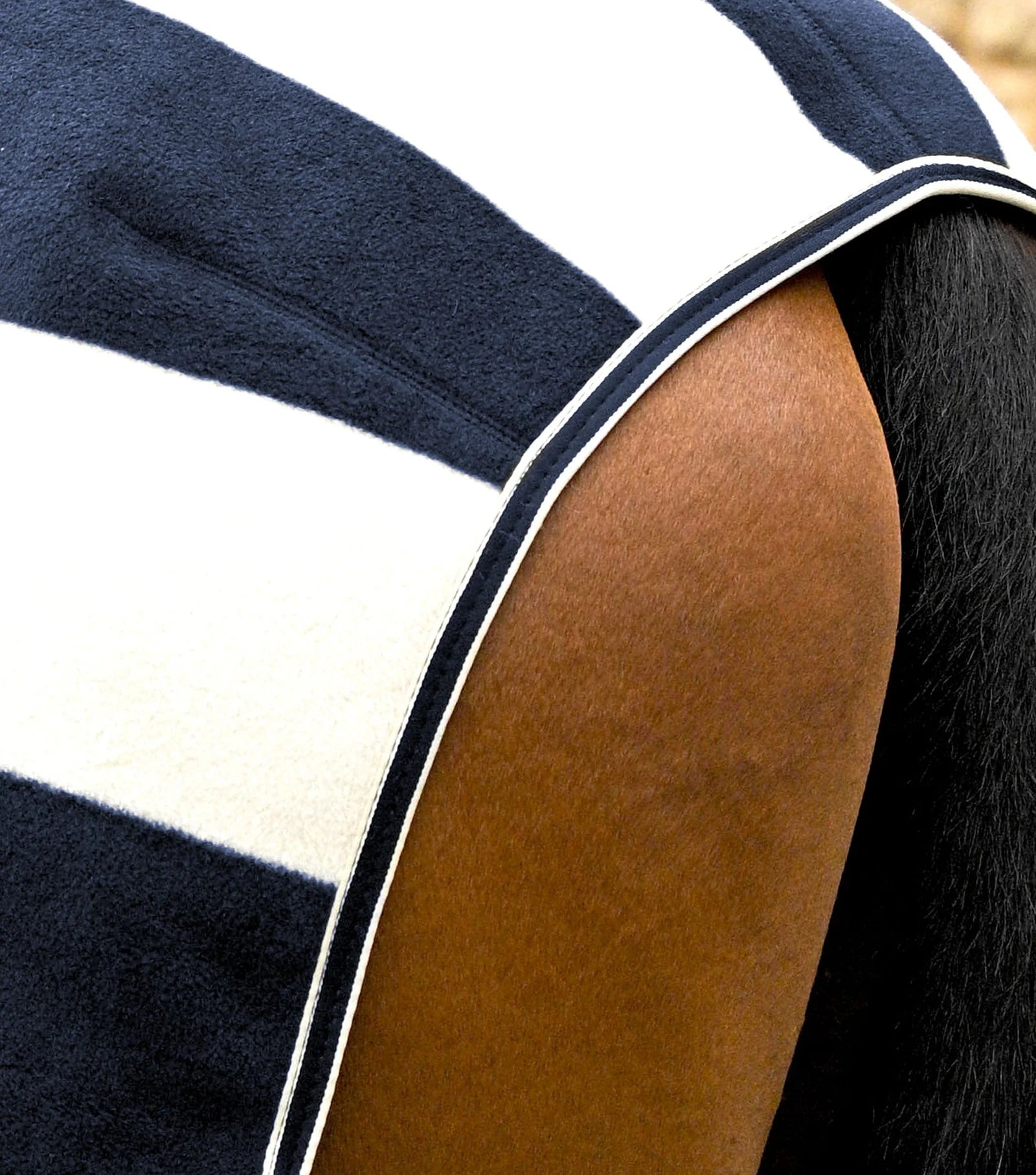 Premier Equine Navy & White Horse Fleece Exercise Rug - Warm, Stylish, Training, Riding
