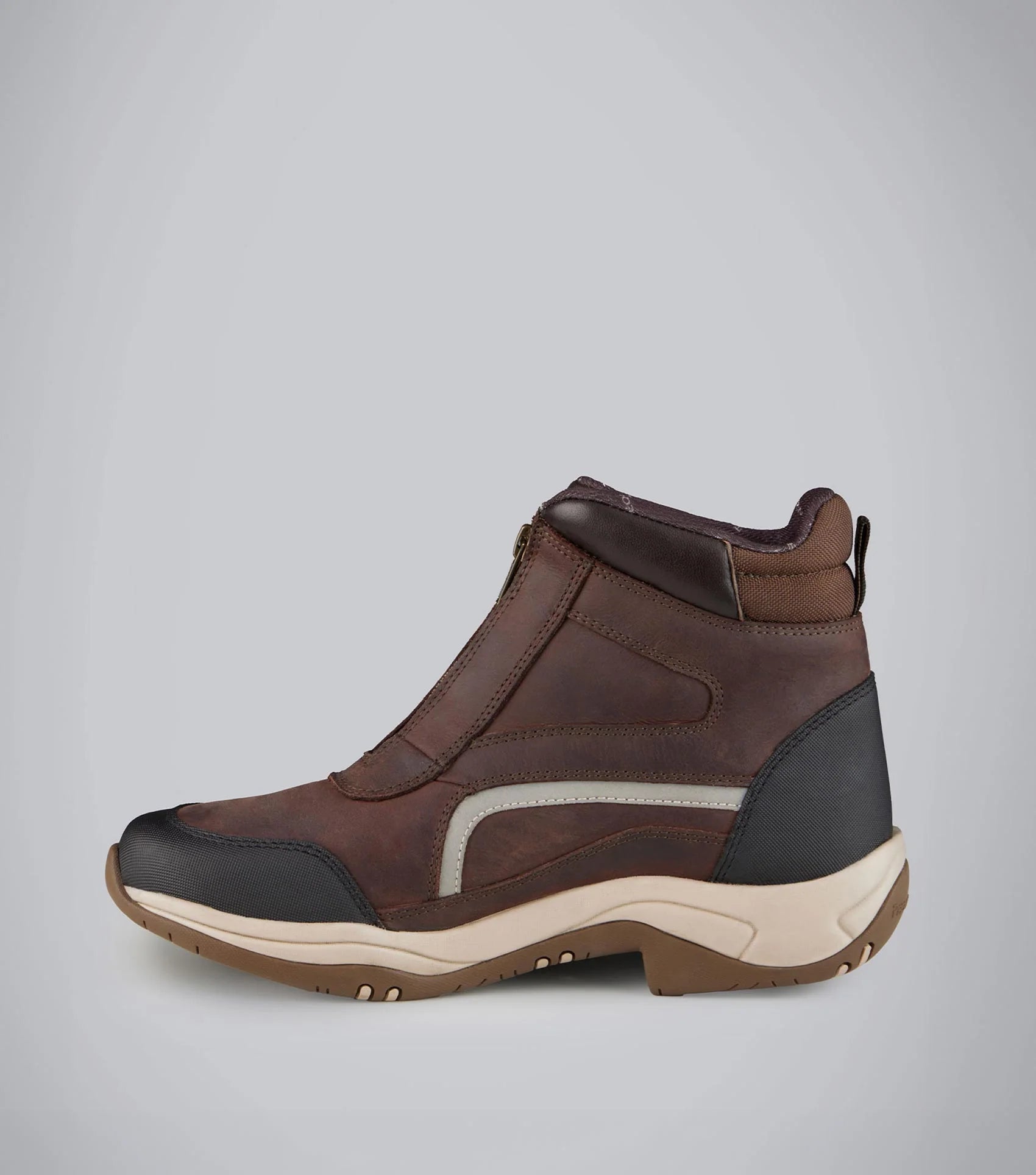 Brown waterproof zip front leather riding boots by Premier Equine