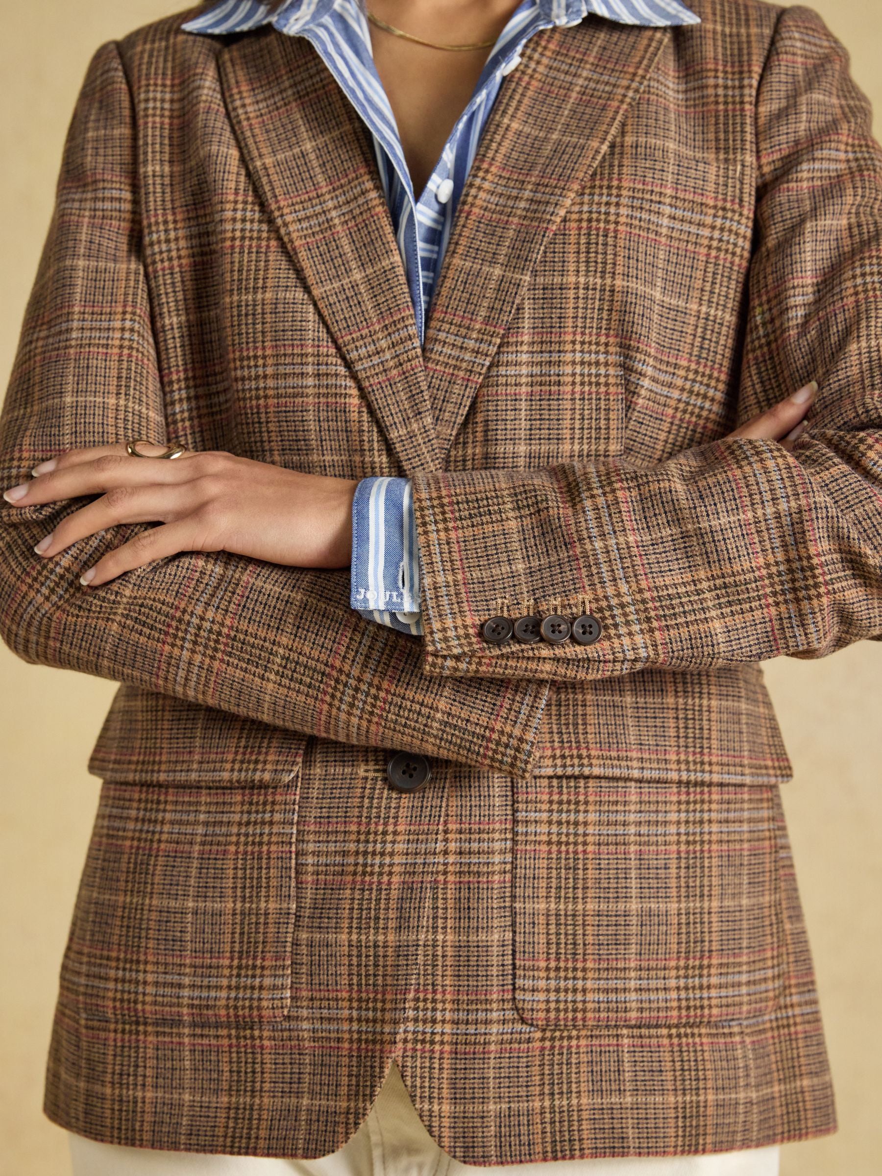 Women's Joules Foxley Check Wool Rich Tweed Suit Blazer