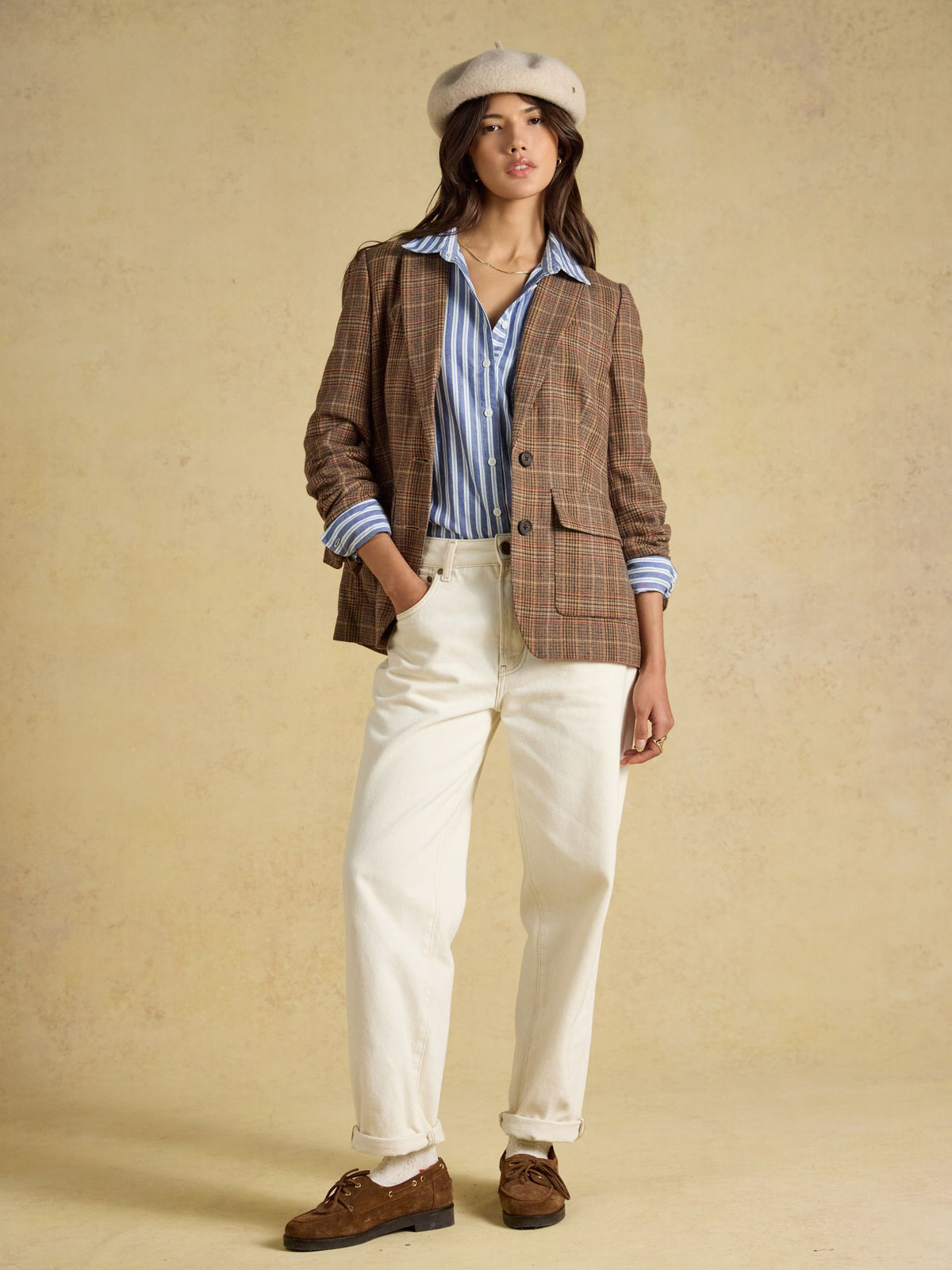 Women's Joules Foxley Check Wool Rich Tweed Suit Blazer