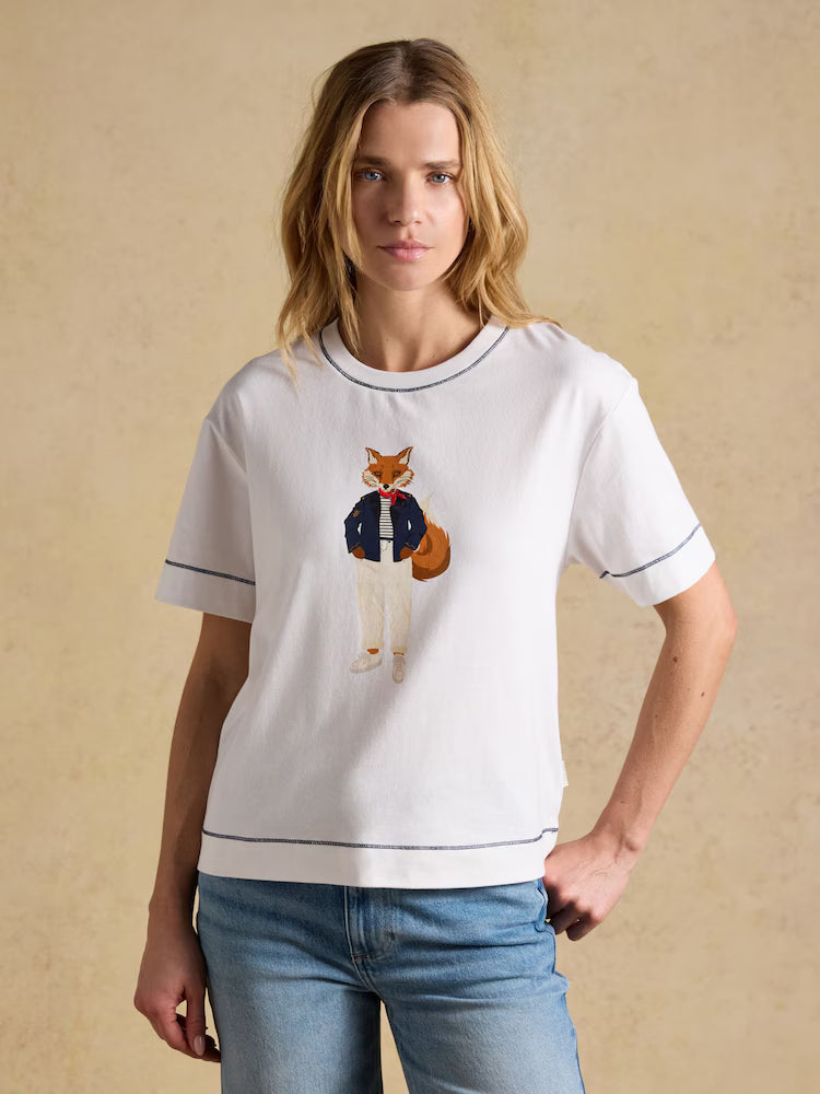 Joules Jonty Fox Graphic Short Sleeve 100% Cotton T-Shirt