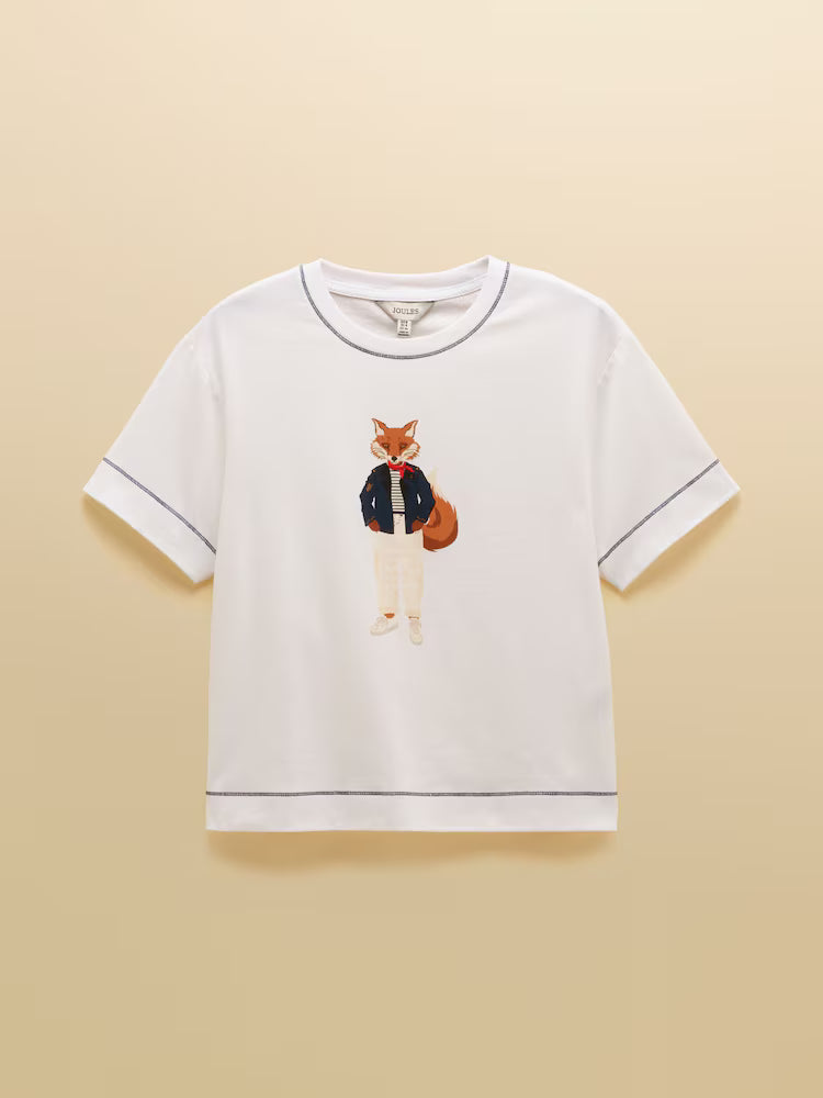 Joules Jonty Fox Graphic Short Sleeve 100% Cotton T-Shirt