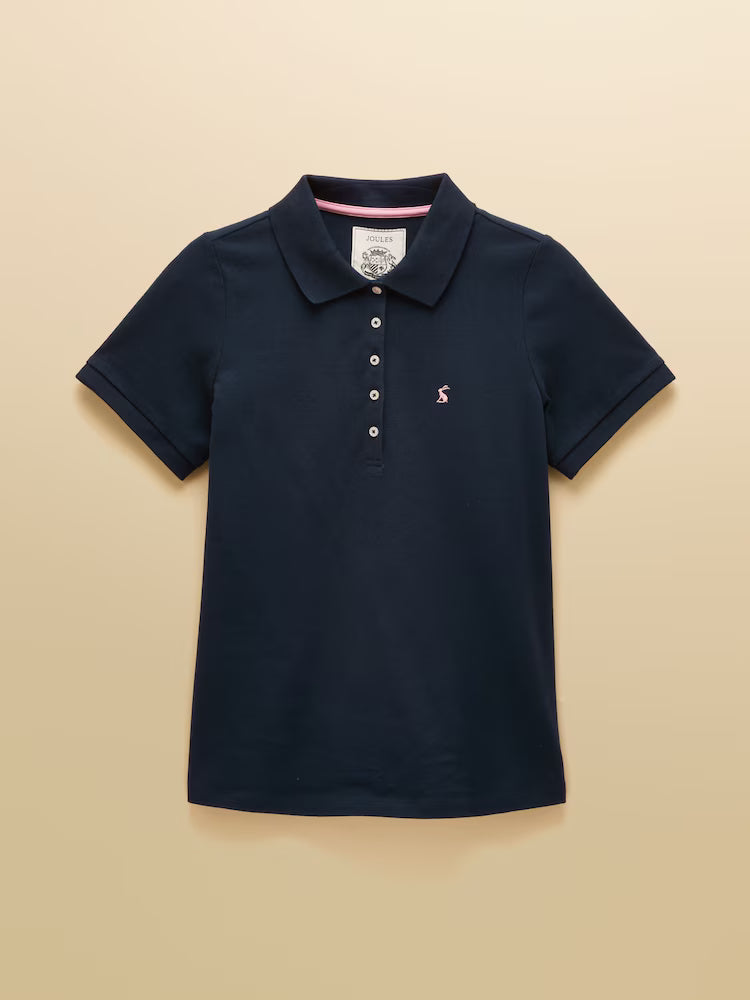 Joules Woody Navy Polo Shirt - Women's Short Sleeve Cotton Pique Top