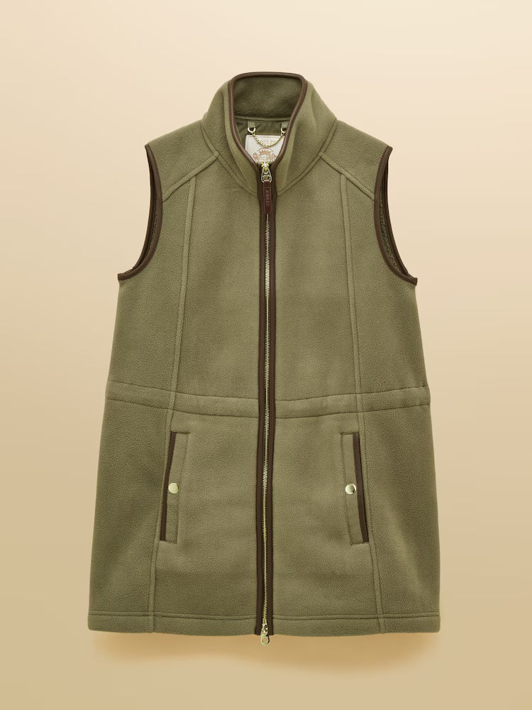 Joules Heritage Longline Fleece Gilet Light Green