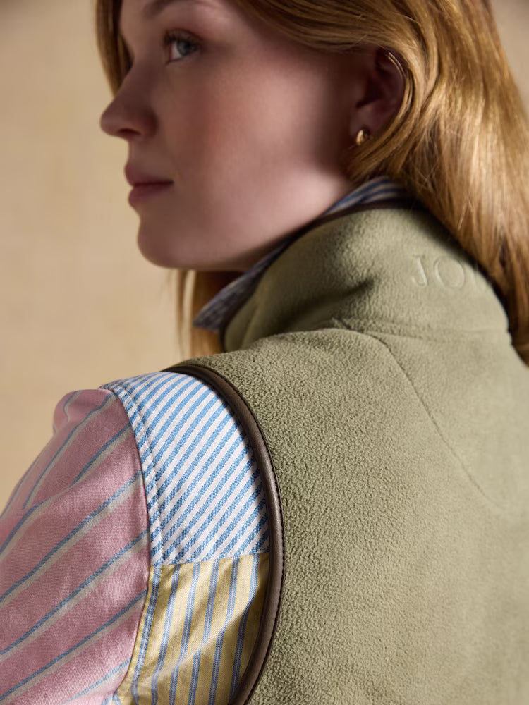 Joules Heritage Longline Fleece Gilet Light Green